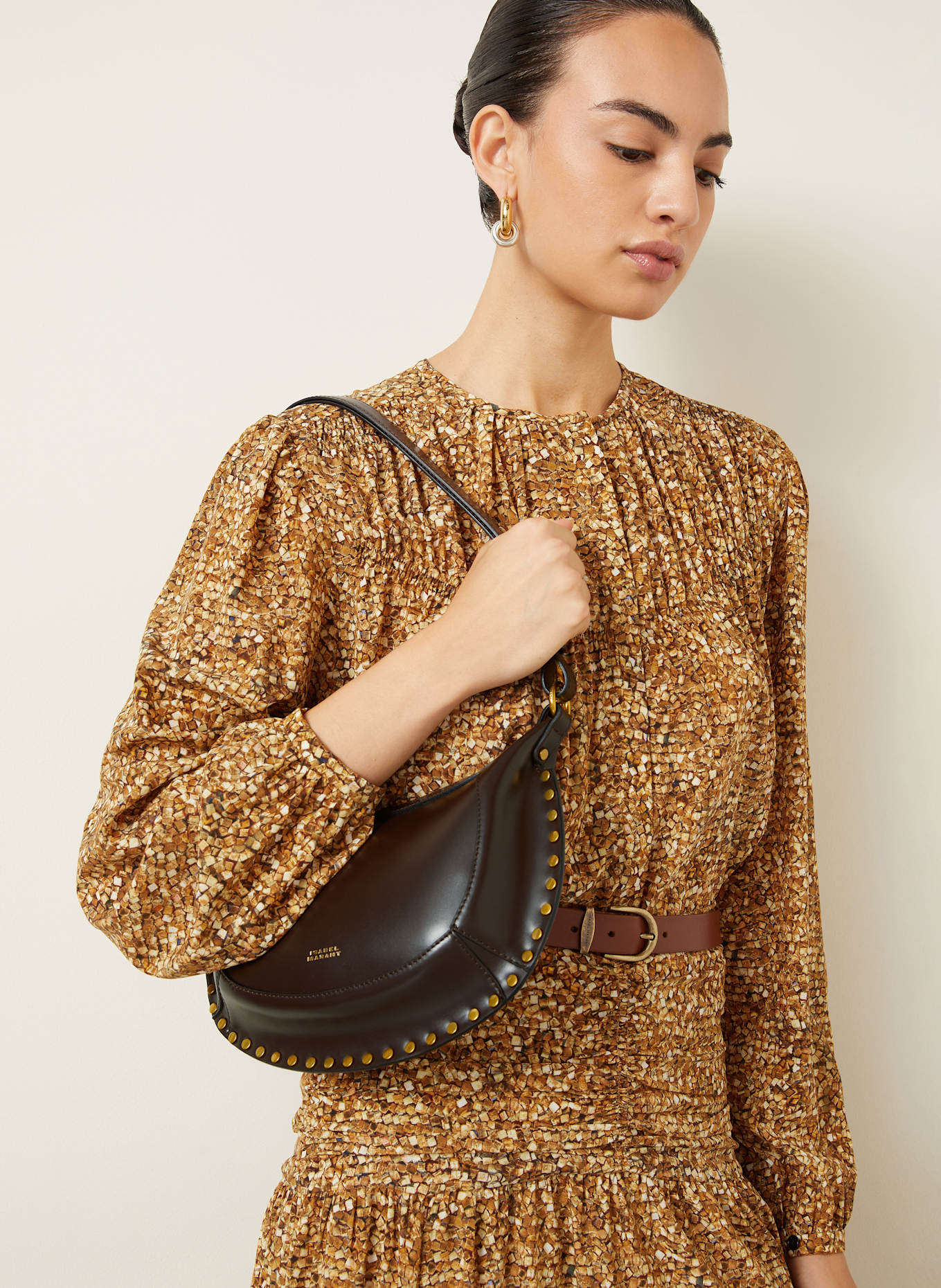 ISABEL MARANT Umhängetasche OSKAN MOON: DUNKELBRAUN