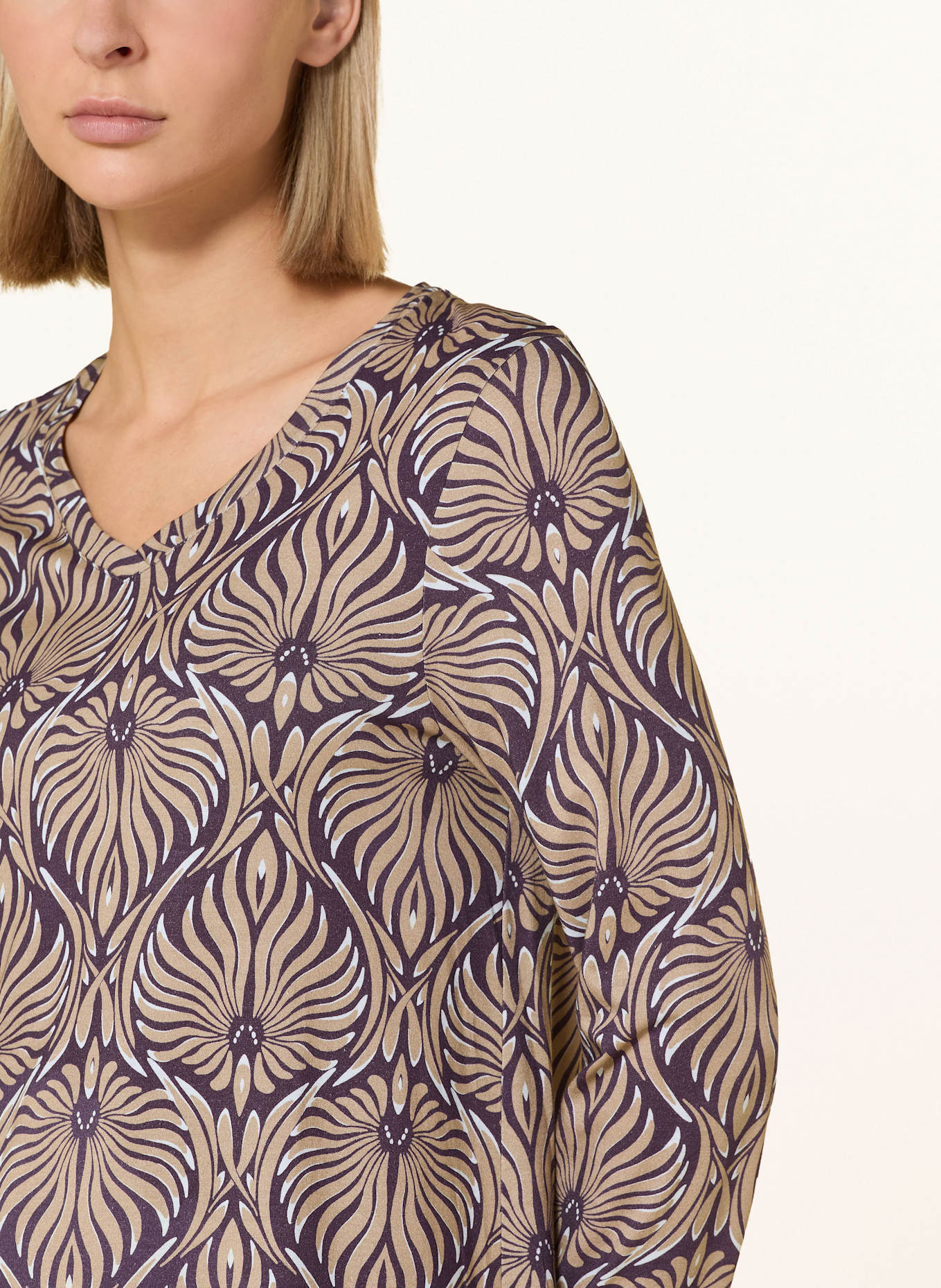 HANRO Nachthemd SLEEP & LOUNGE: DUNKELLILA / BEIGE / CREME