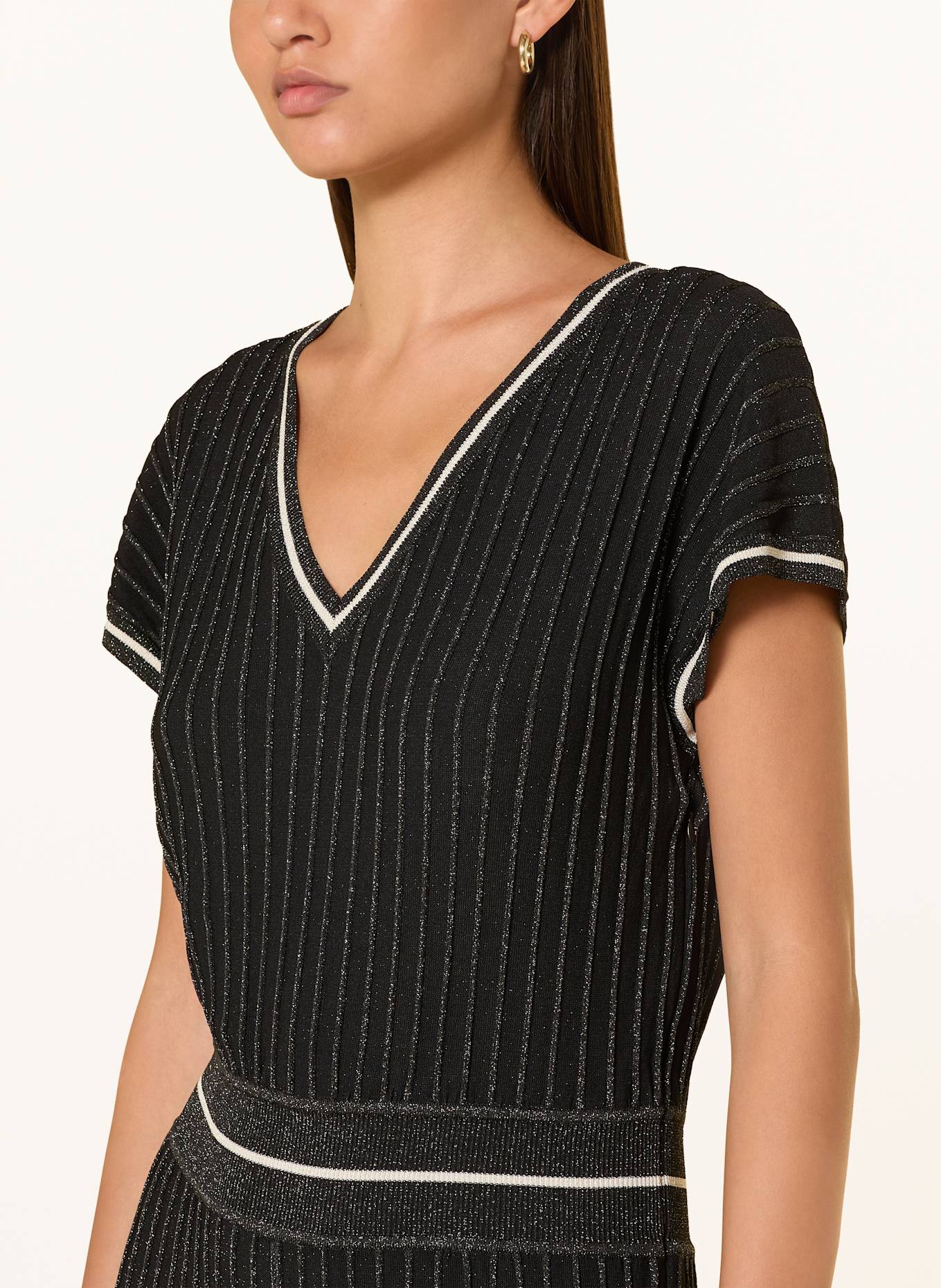 LIU JO Jumpsuit mit Glitzergarn: SCHWARZ / CREME