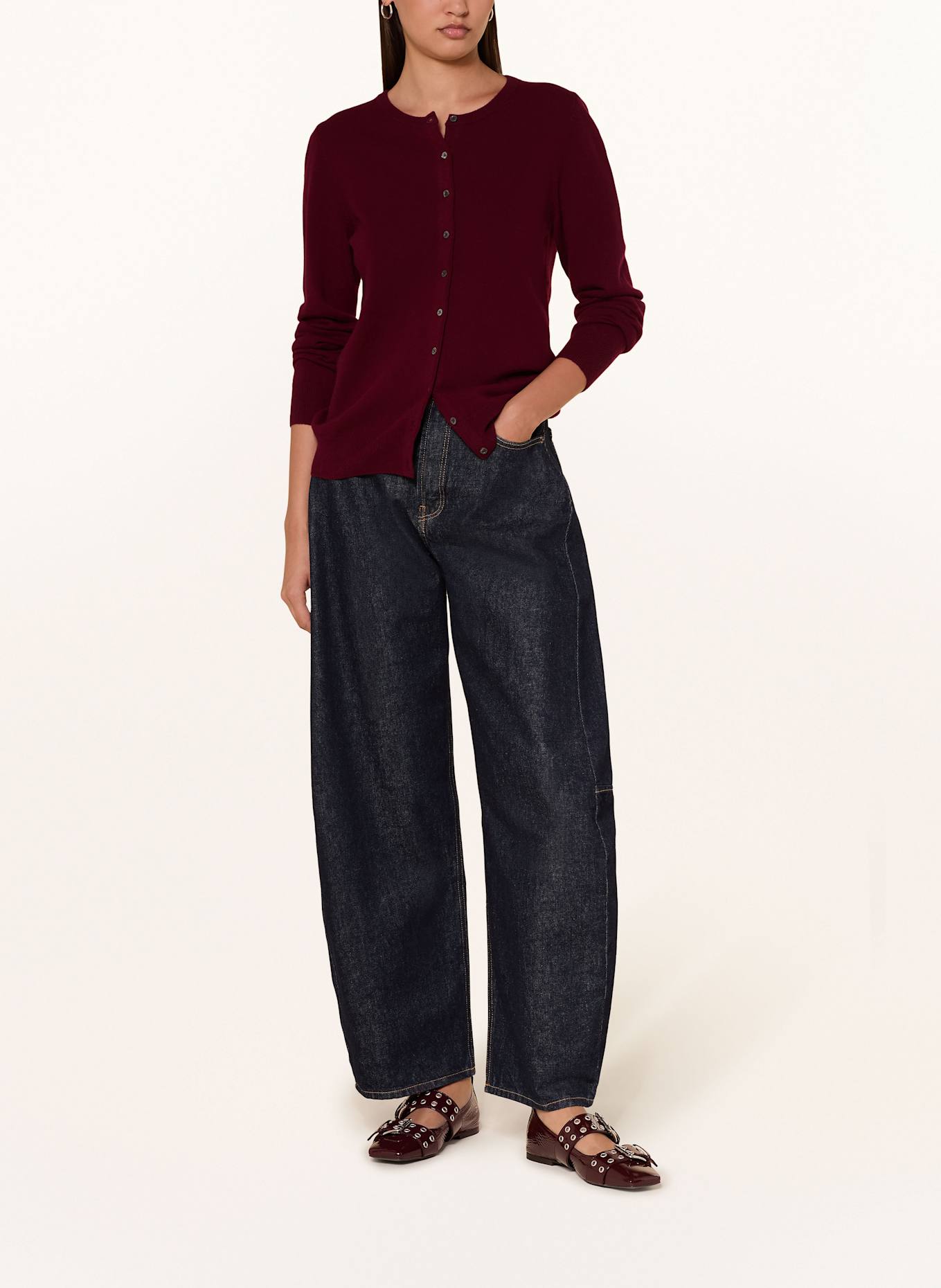 REPEAT Strickjacke aus Cashmere: DUNKELROT