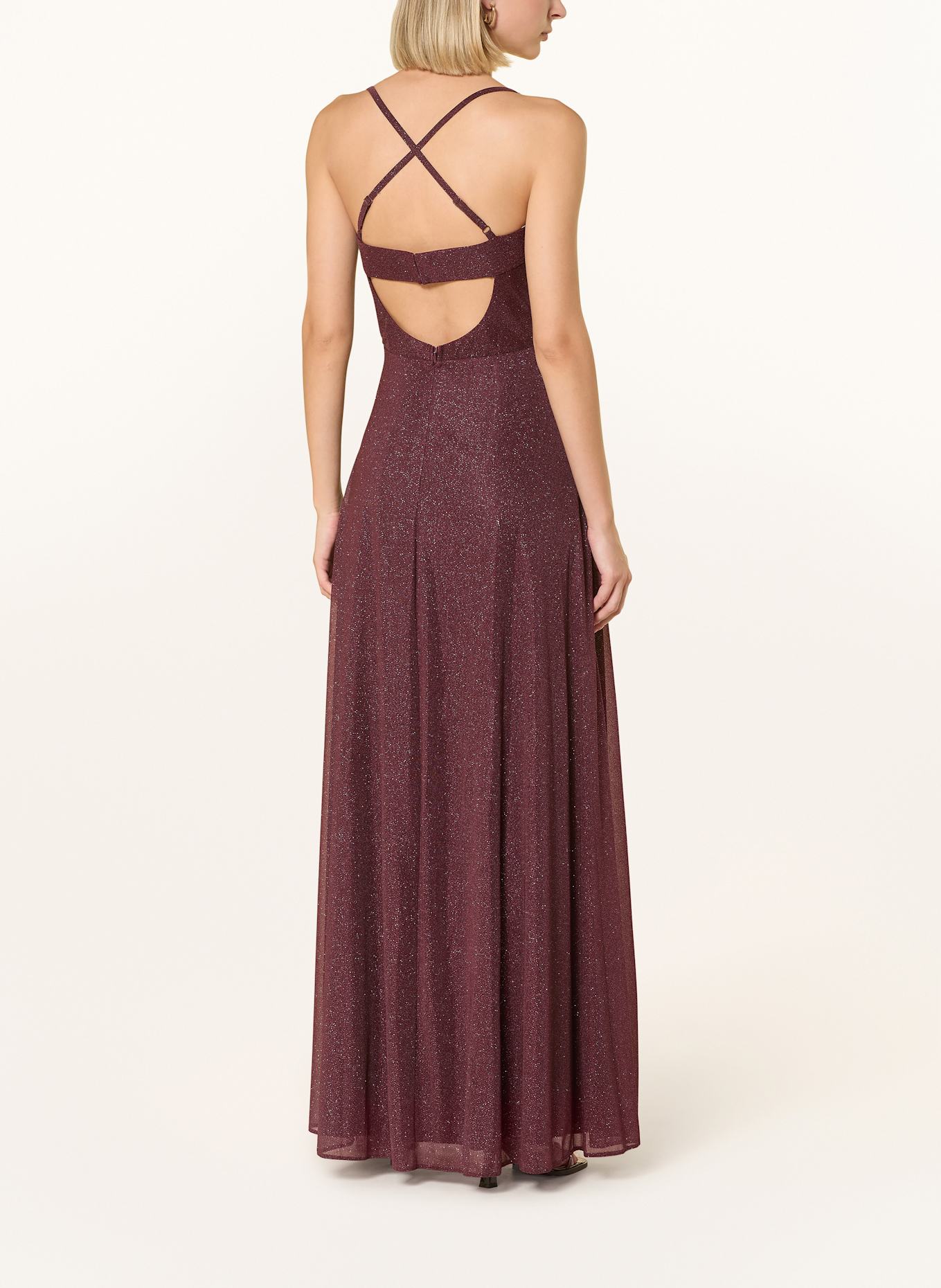 Suddenly Princess Abendkleid mit Glitzergarn und Cut-out: DUNKELROT