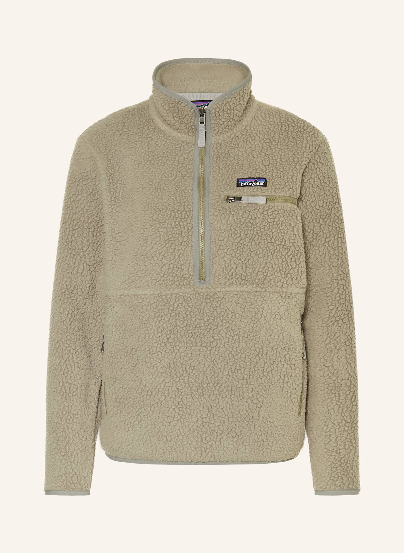 patagonia Fleecový svetr troyer RETRO PILE MARSUPIAL: OLIVOVÁ