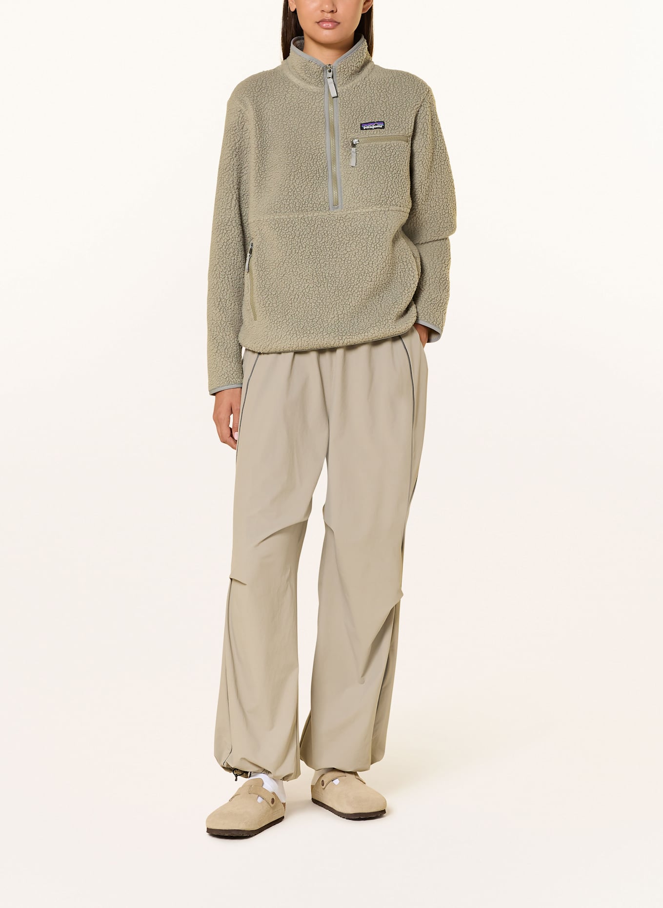 patagonia Fleecový svetr troyer RETRO PILE MARSUPIAL: OLIVOVÁ