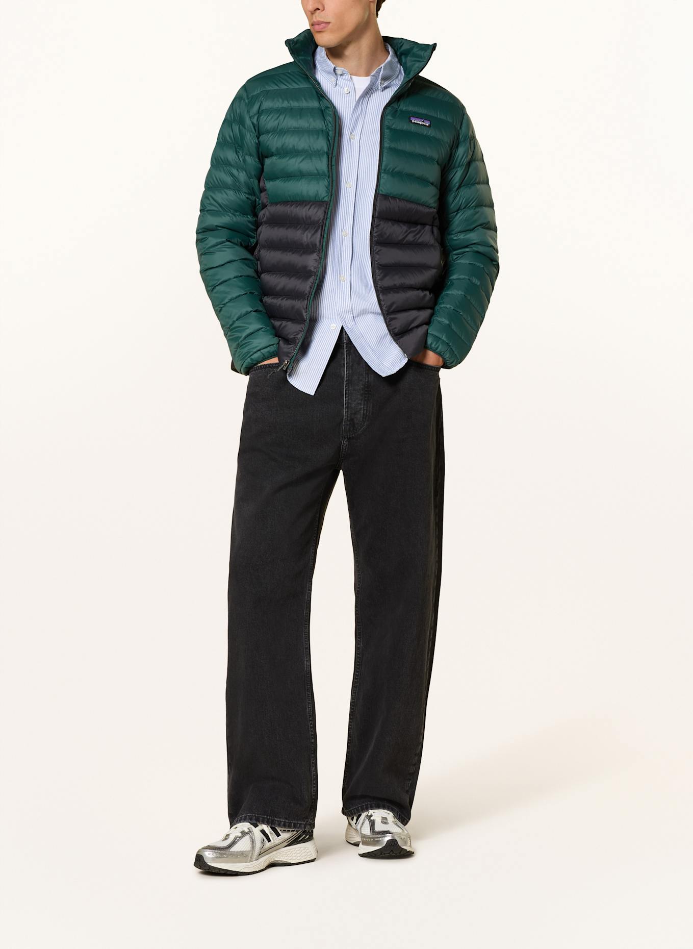 patagonia Lichtgewicht donsjack DOWN SWEATER: GROEN / ZWART