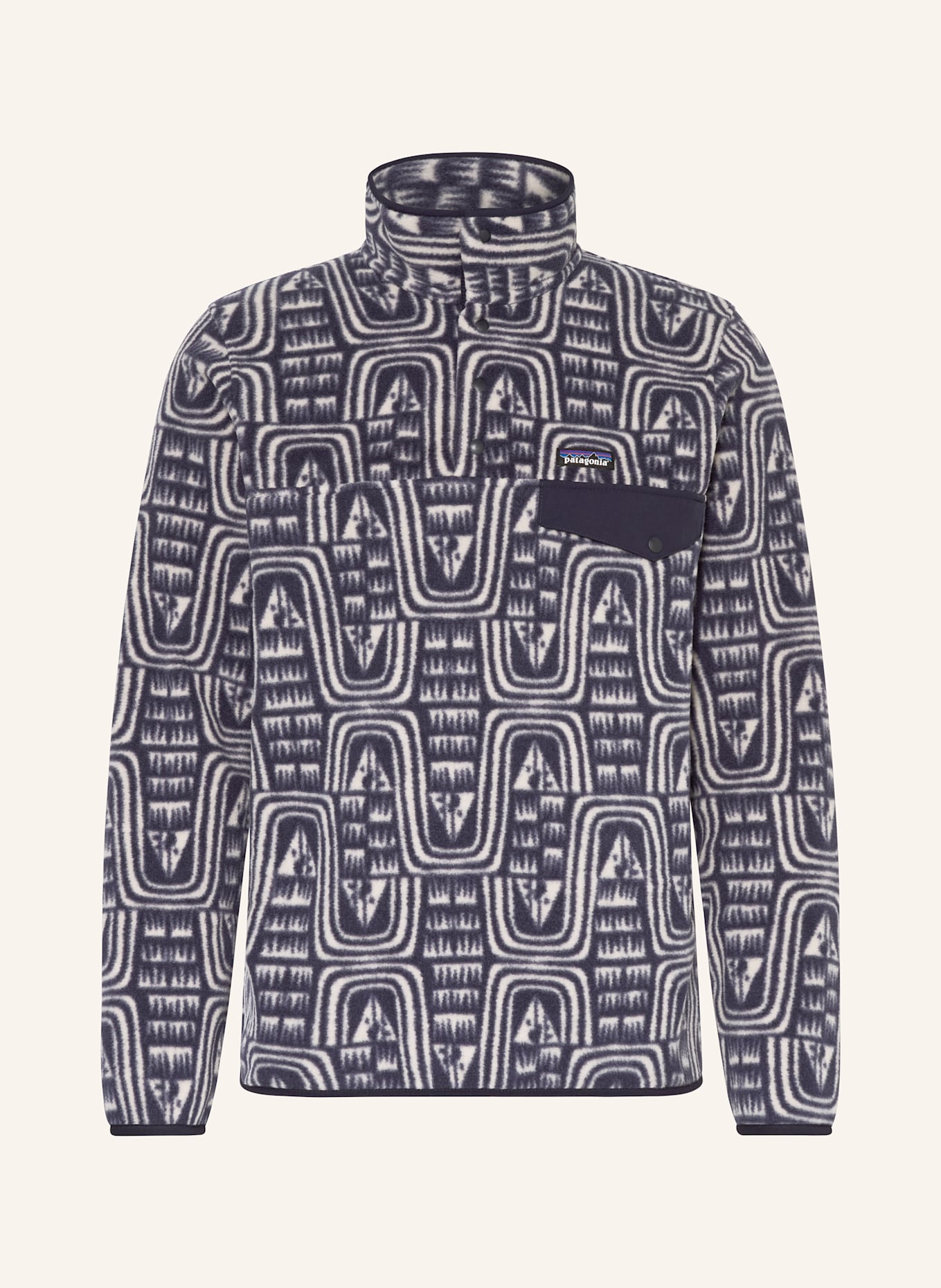 patagonia Fleecový svetr SYNCHILLA ® SNAP-T®: TMAVĚ MODRÁ / KRÉMOVÁ