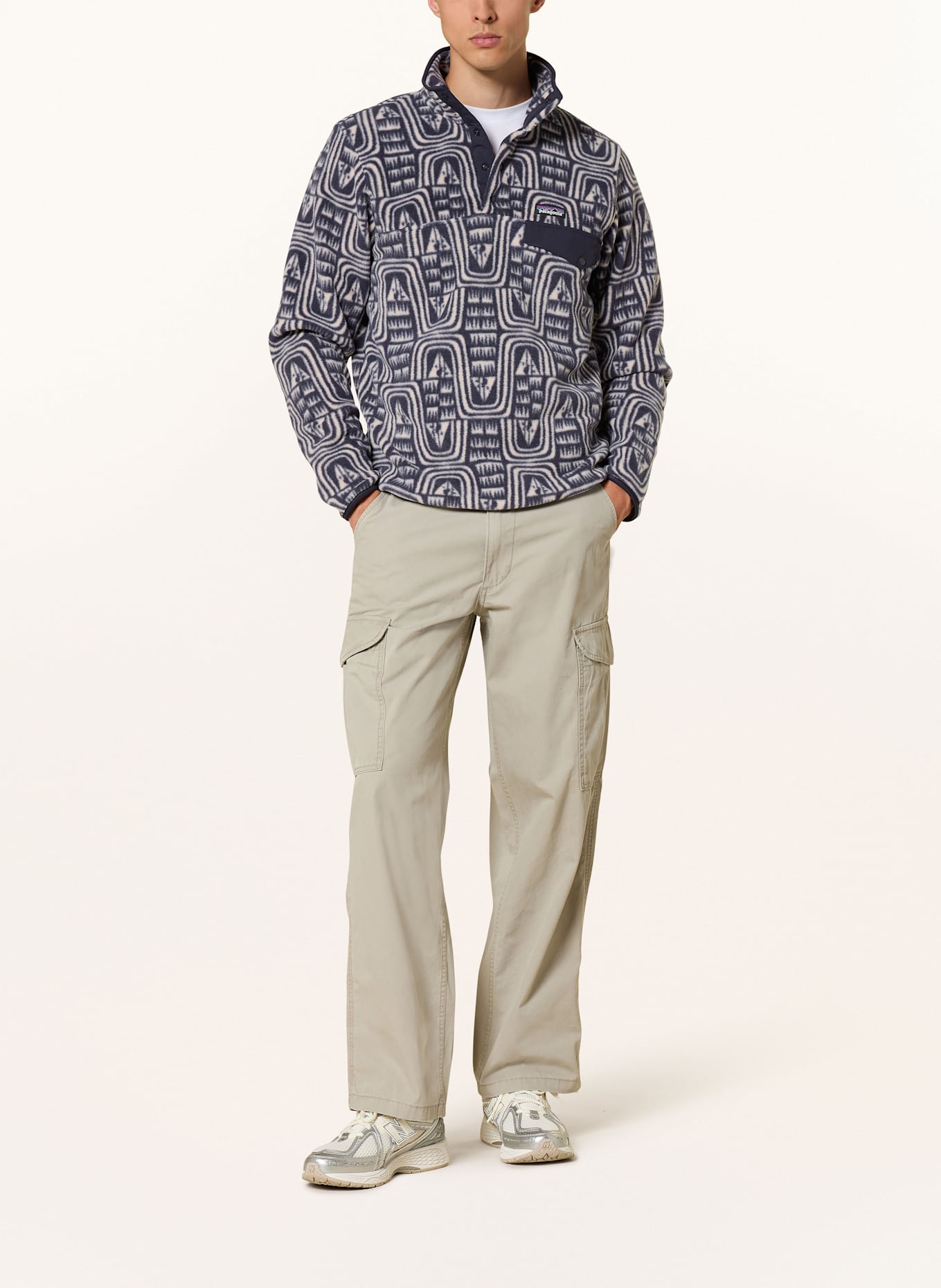 patagonia Fleecový svetr SYNCHILLA ® SNAP-T®: TMAVĚ MODRÁ / KRÉMOVÁ