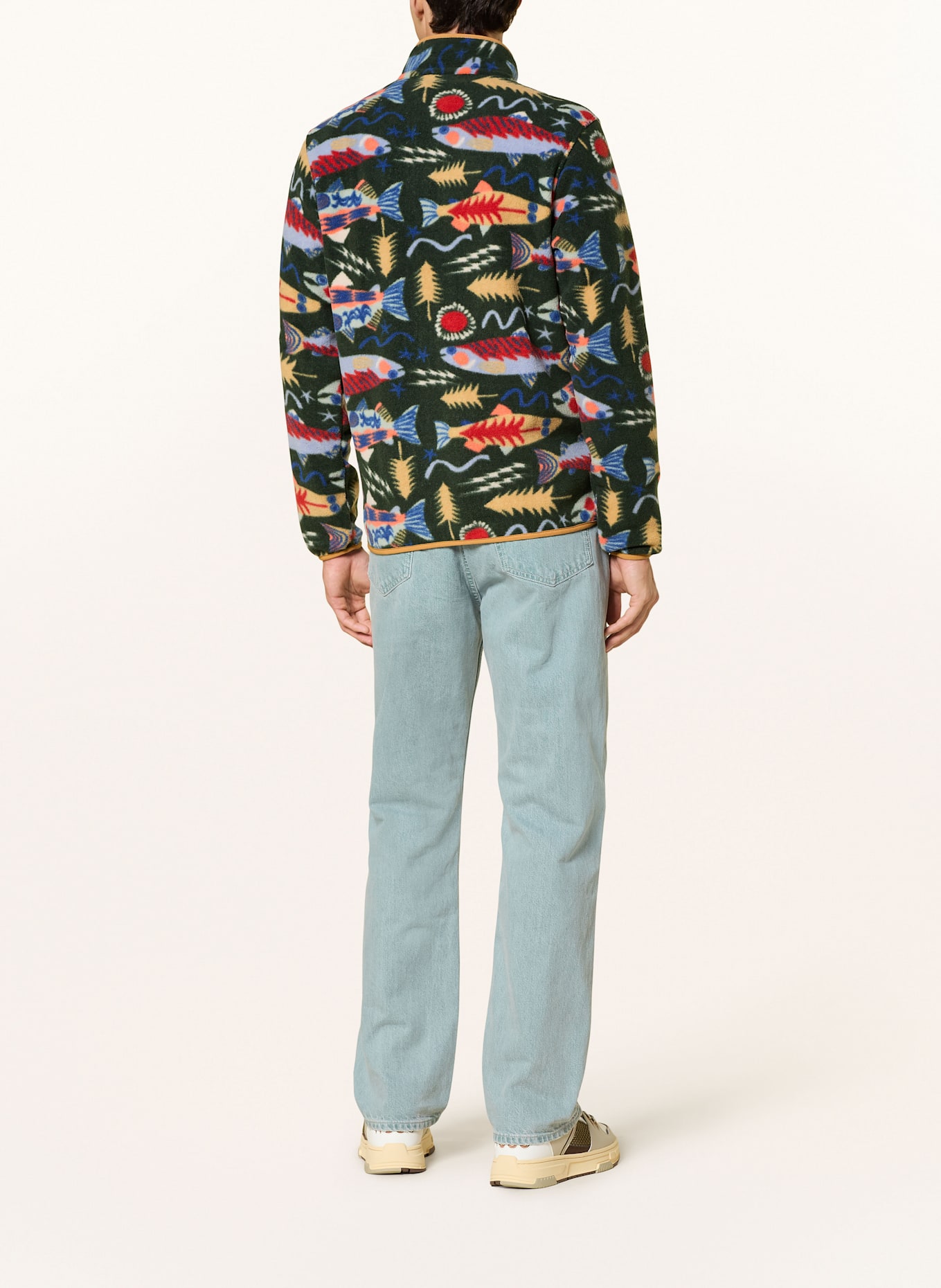 patagonia Fleecový svetr SYNCHILLA ® SNAP-T®: TMAVĚ ZELENÁ / ČERVENÁ / MODRÁ