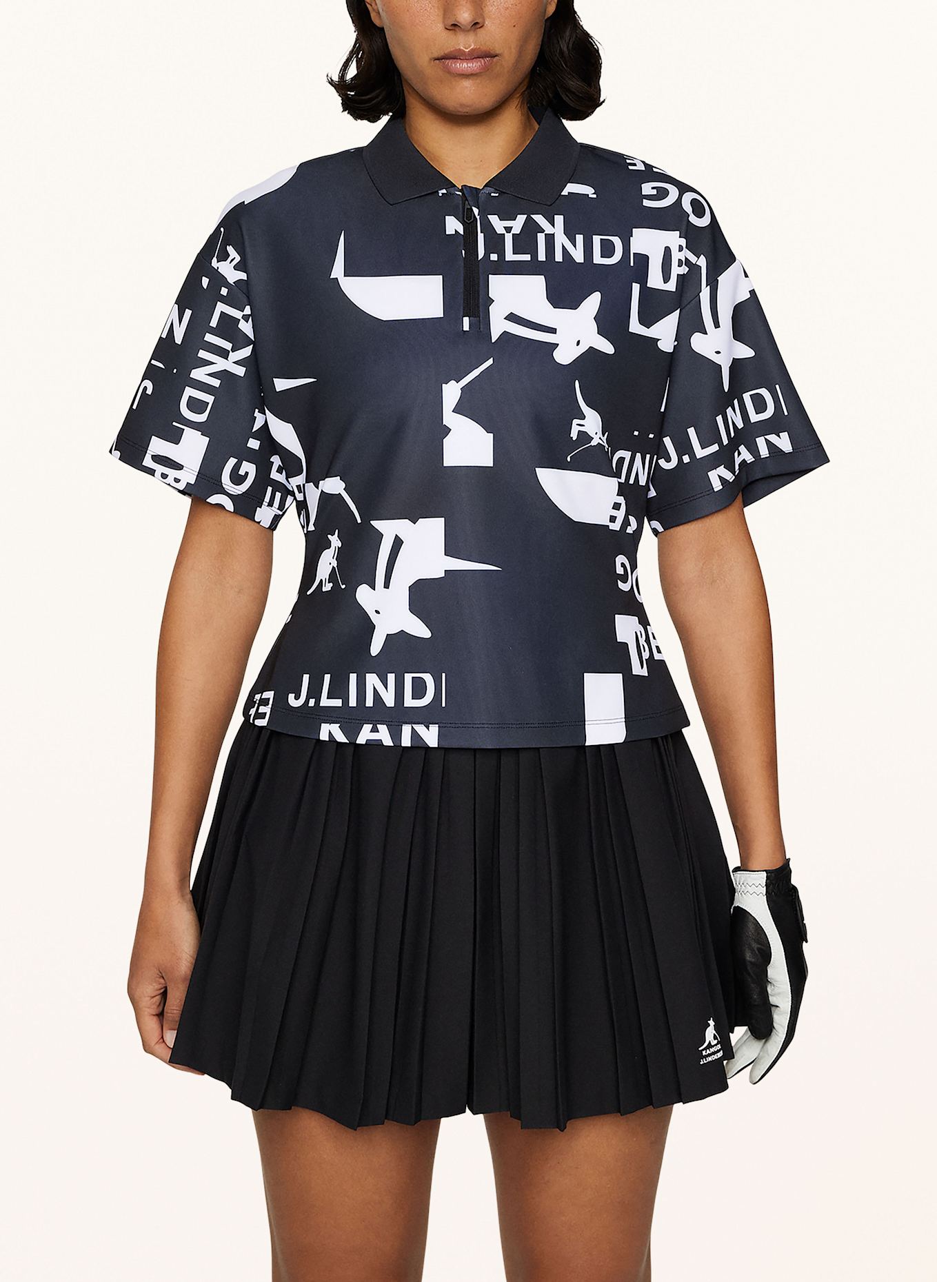 J.LINDEBERG Funktions-Poloshirt: SCHWARZ / WEISS