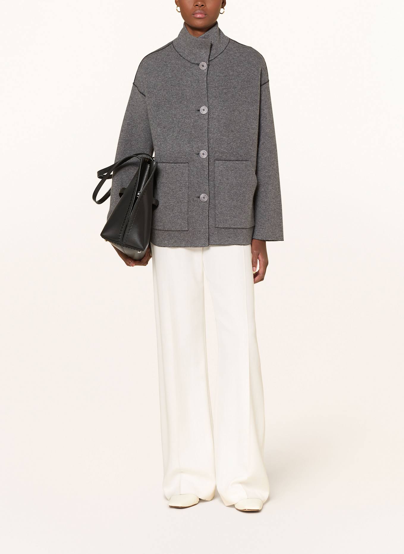 lunaria cashmere Strickblazer aus Cashmere zum Wenden: GRAU