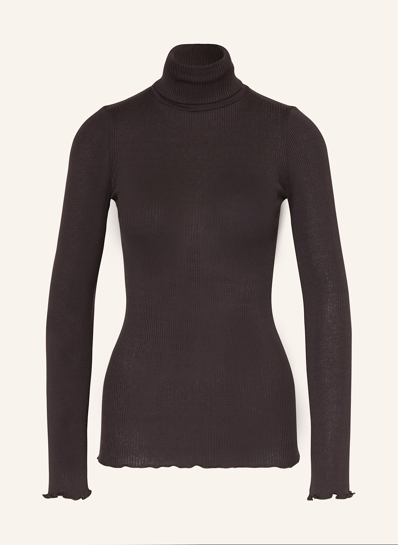 rosemunde Rollkragenshirt BABETTE aus Seide: DUNKELBRAUN