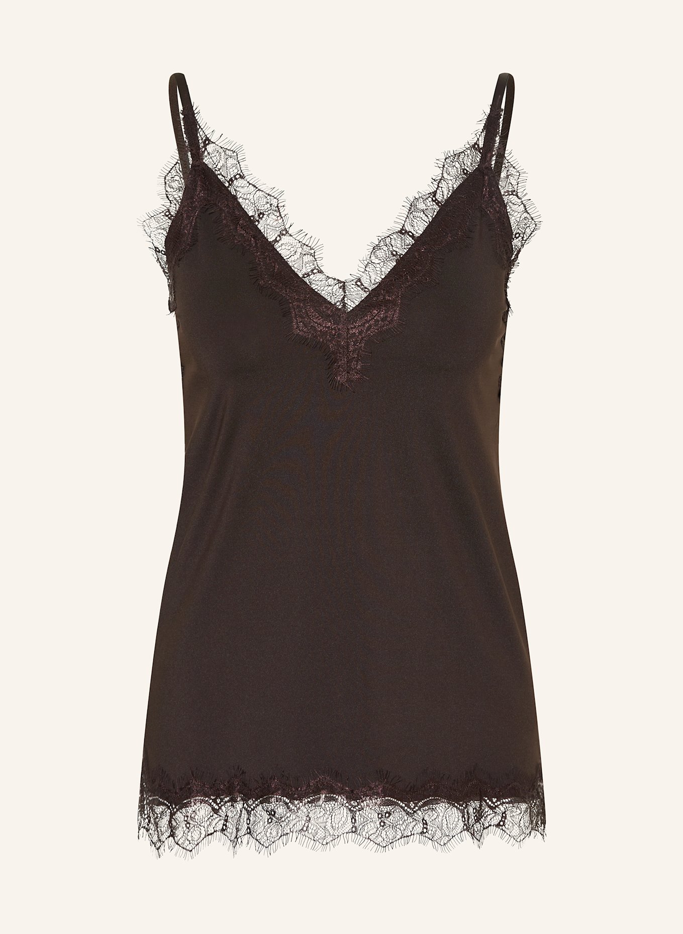 rosemunde Top BILLIE avec dentelle: MARRON FONCÉ