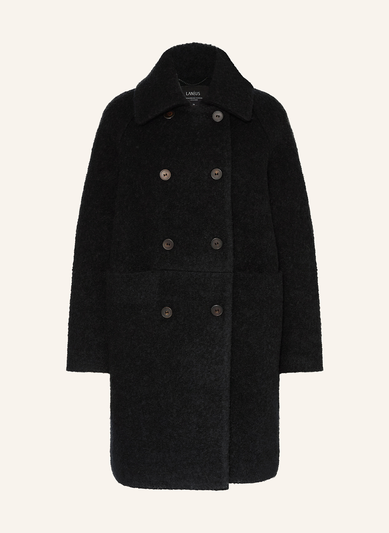 LANIUS Vlněný kabát: ČERNÁ
