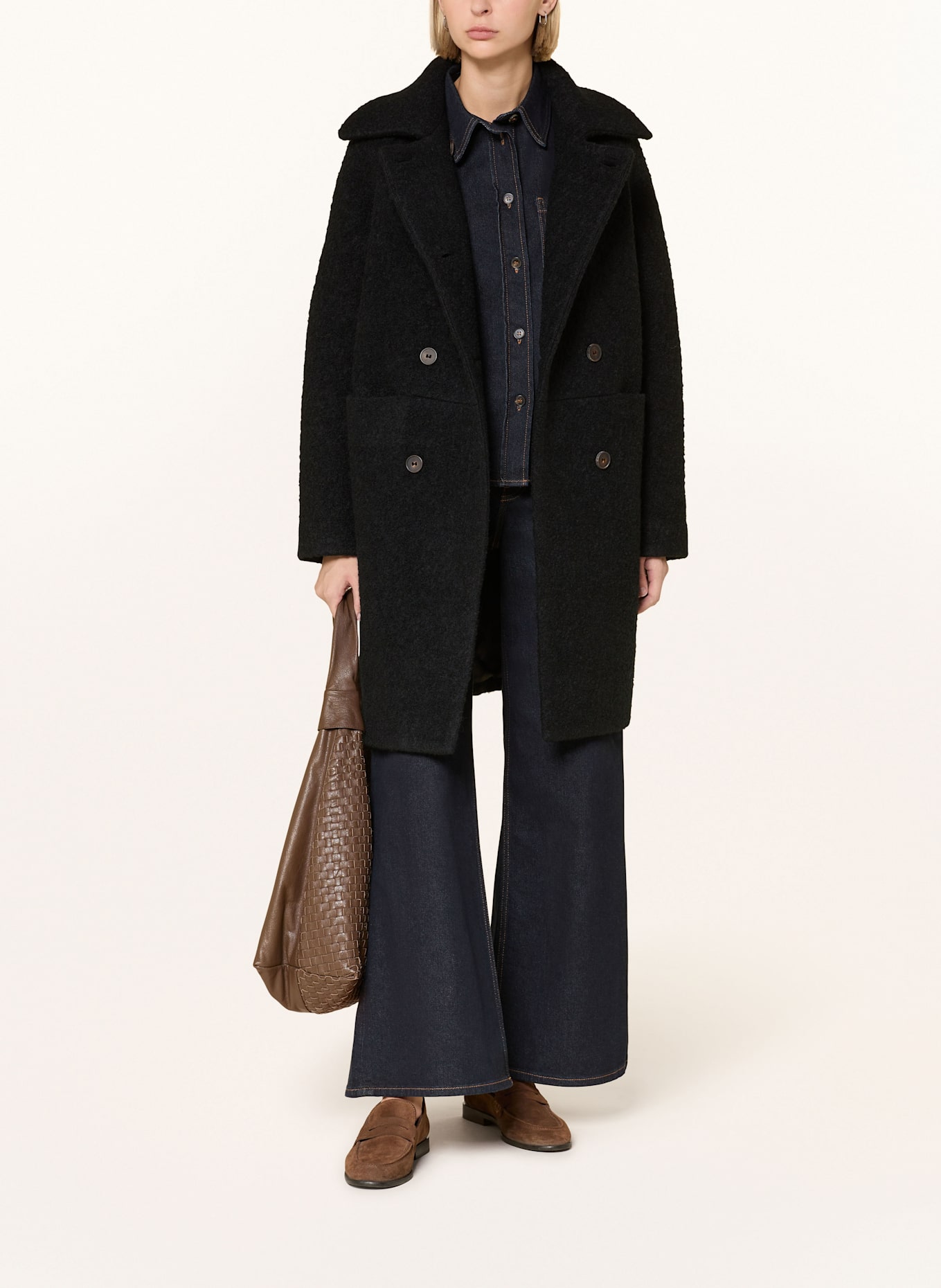 LANIUS Vlněný kabát: ČERNÁ