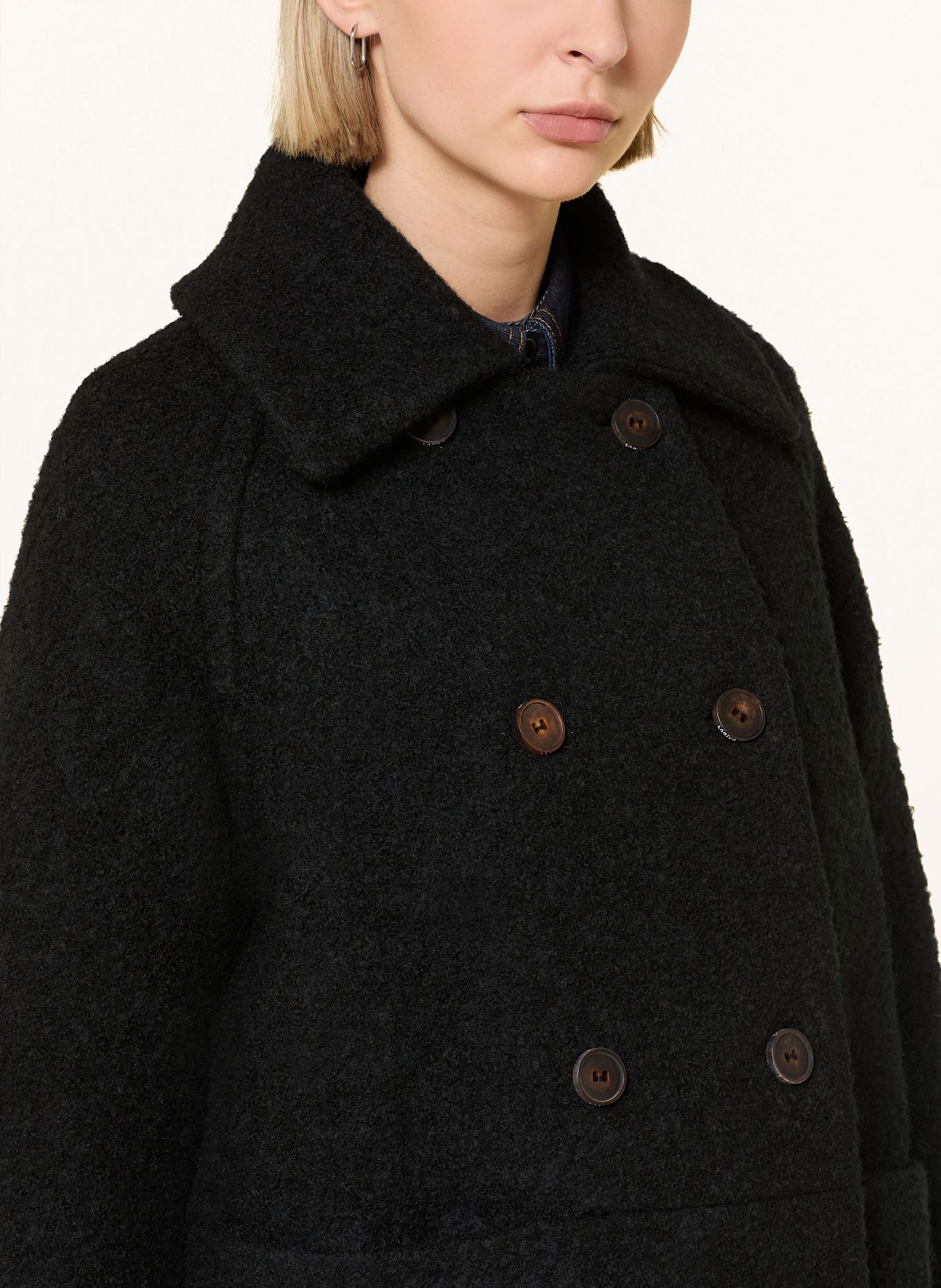 LANIUS Vlněný kabát: ČERNÁ