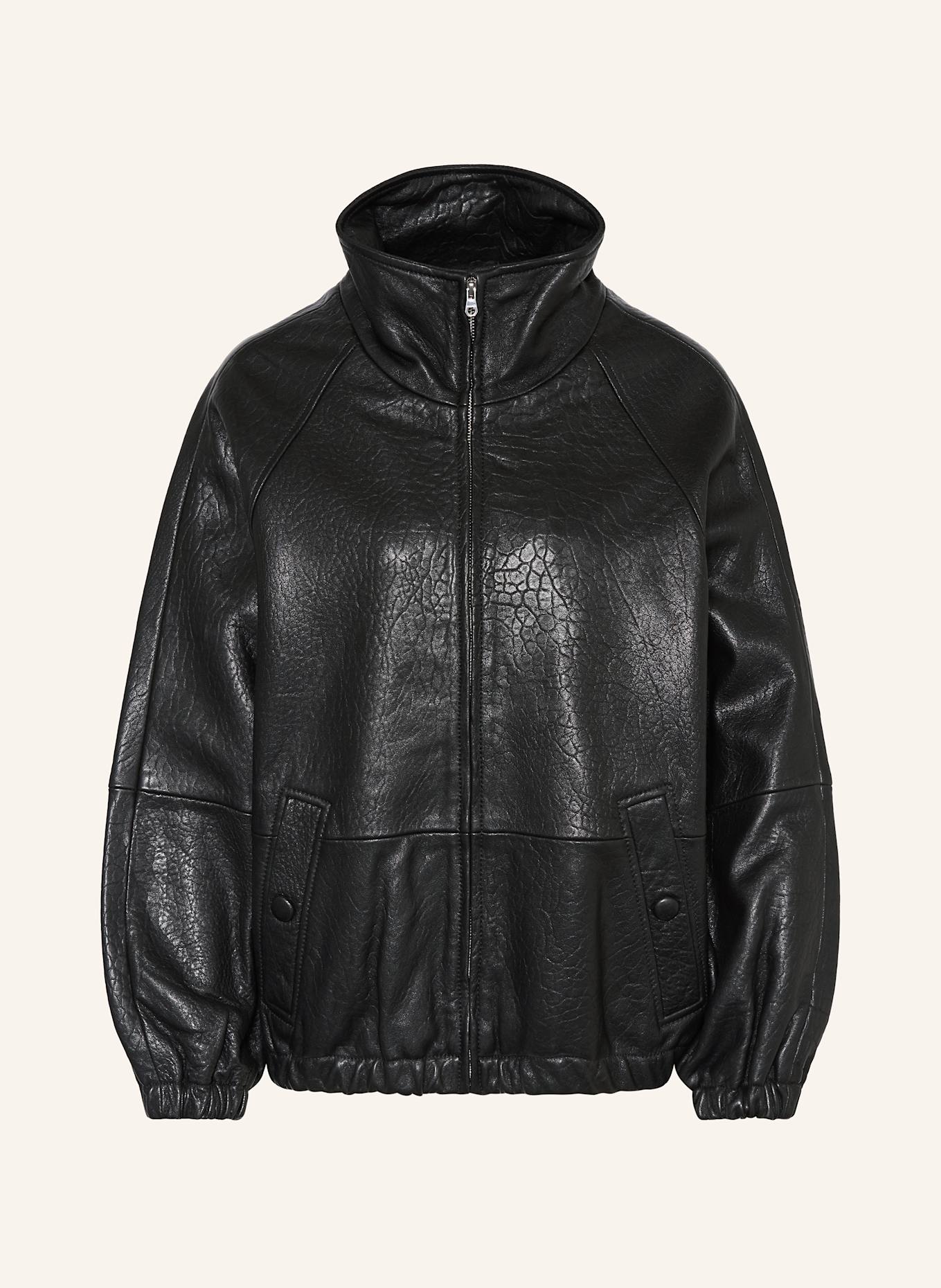 SANDRO Lederjacke: SCHWARZ