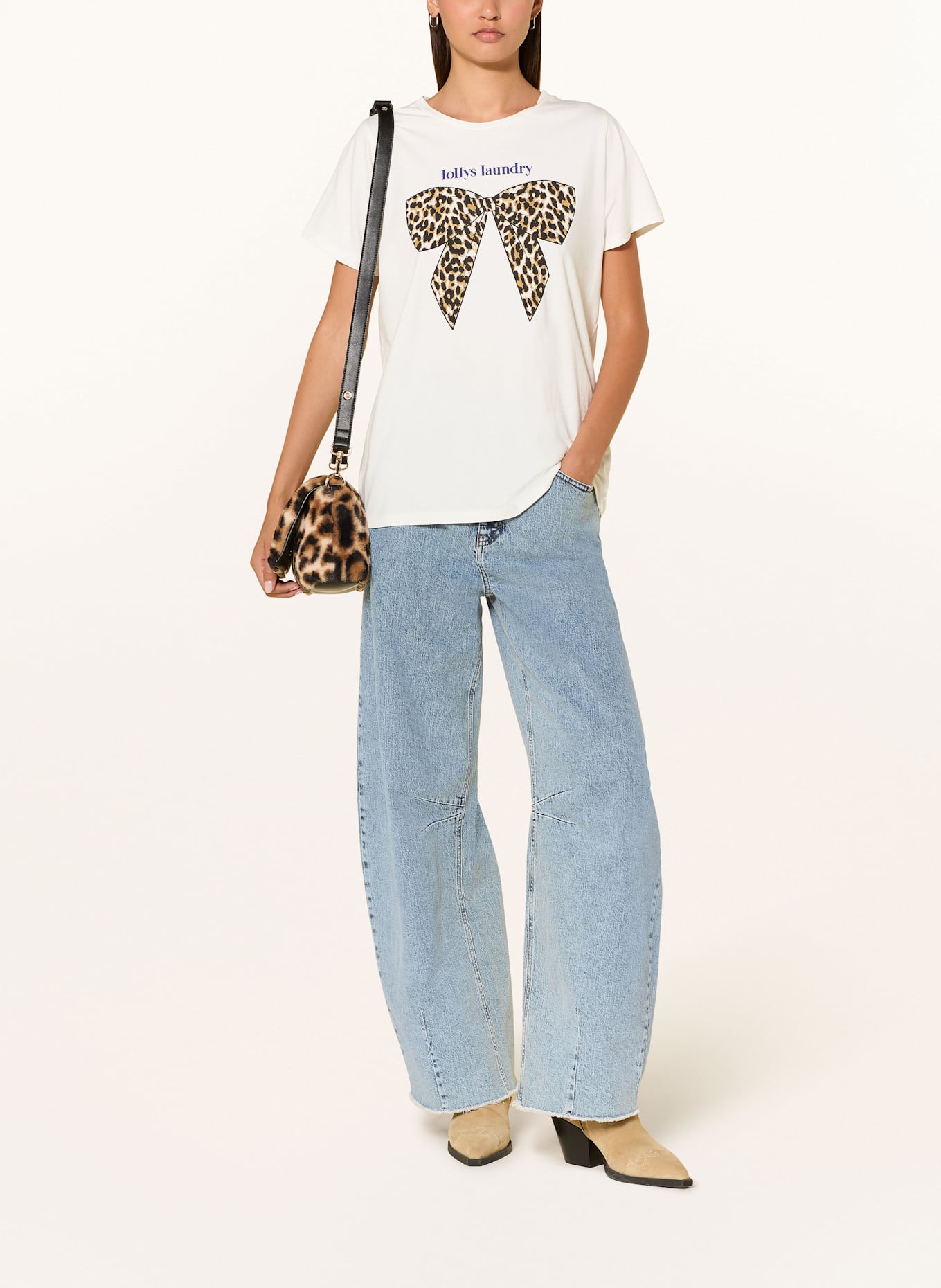 lollys laundry T-Shirt ROMALL: ECRU / DUNKELBLAU / SCHWARZ