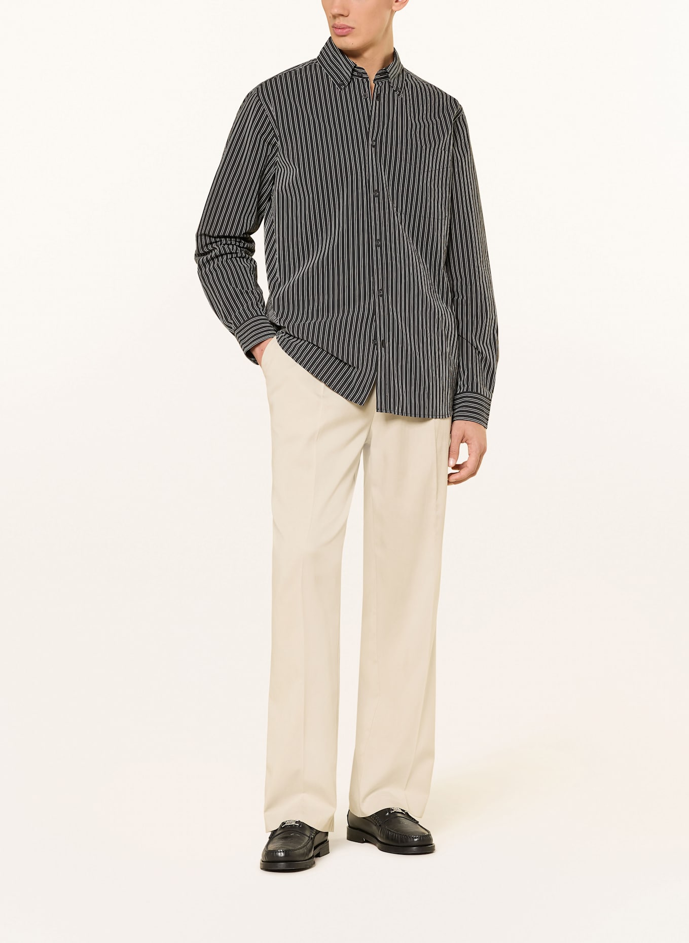 LES DEUX Hemd KENT Comfort Fit: SCHWARZ / HELLGRAU