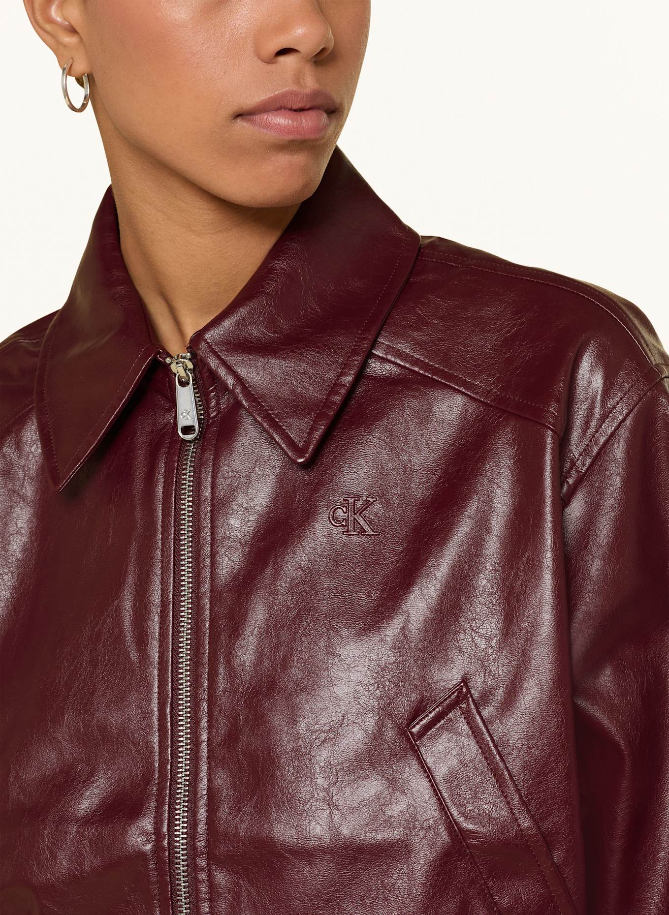 Calvin Klein Jeans Jacke in Lederoptik: DUNKELROT