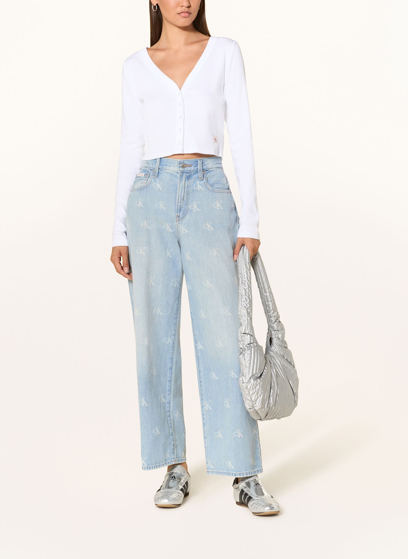 Calvin Klein Jeans Wide Leg Jeans: 0MI CK DISTRESSED INDIGO
