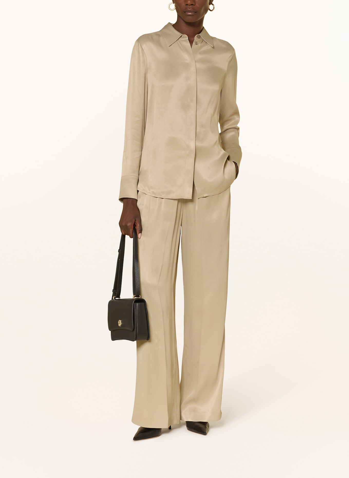 BOSS Marlenehose TAVATI aus Satin: BEIGE