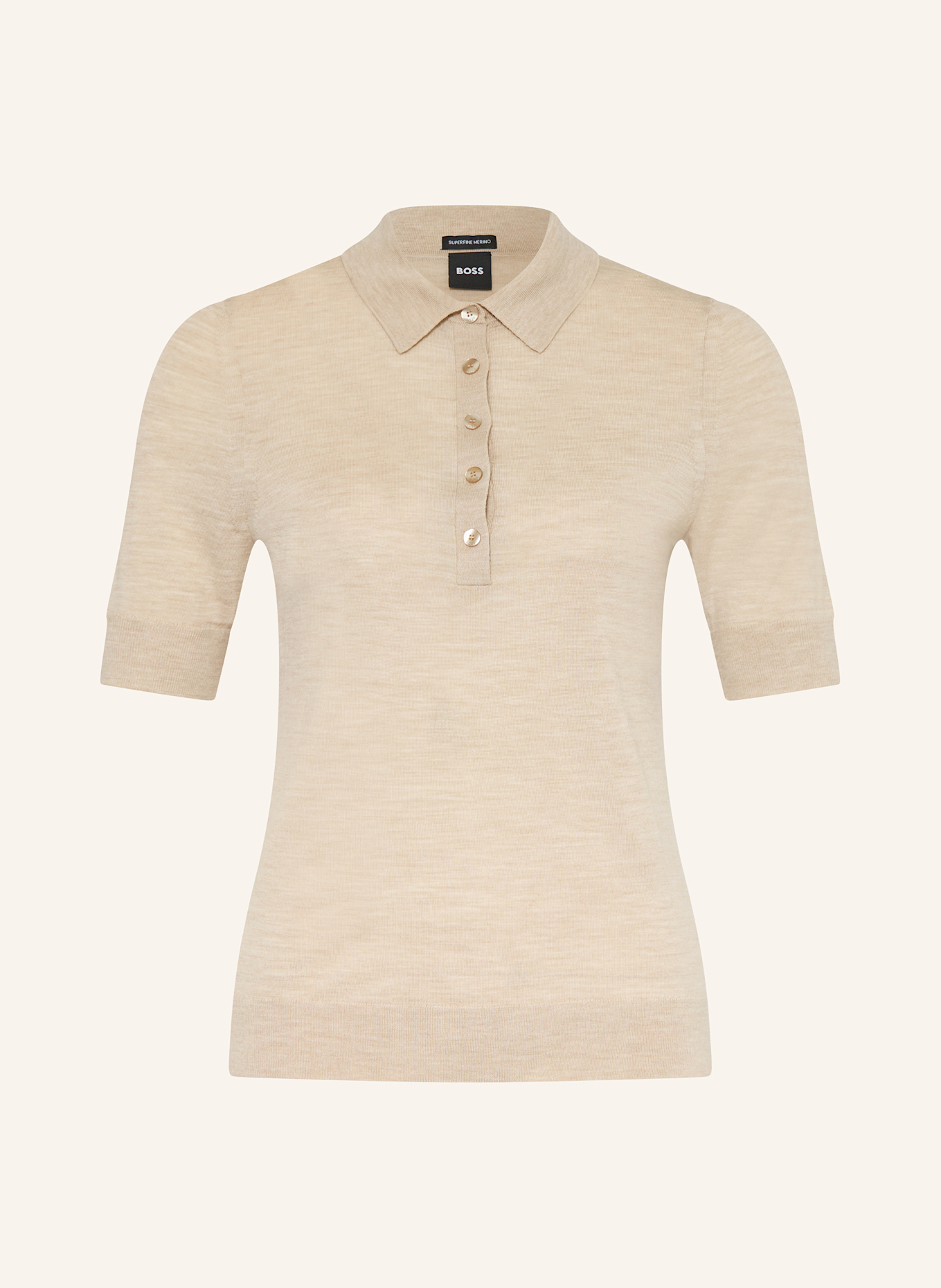 BOSS Polo FIDENKA en laine mérinos: BEIGE