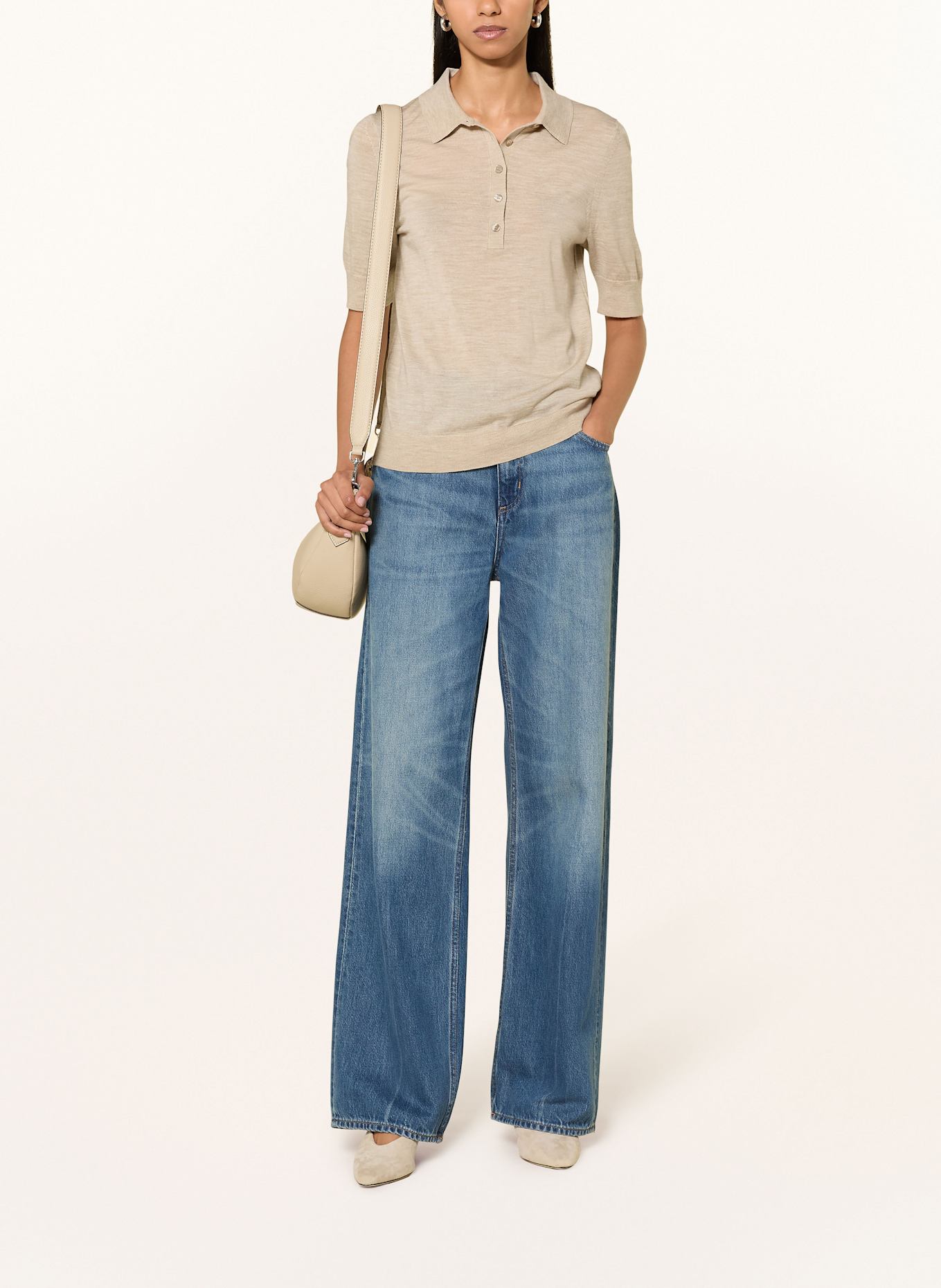 BOSS Polo FIDENKA en laine mérinos: BEIGE