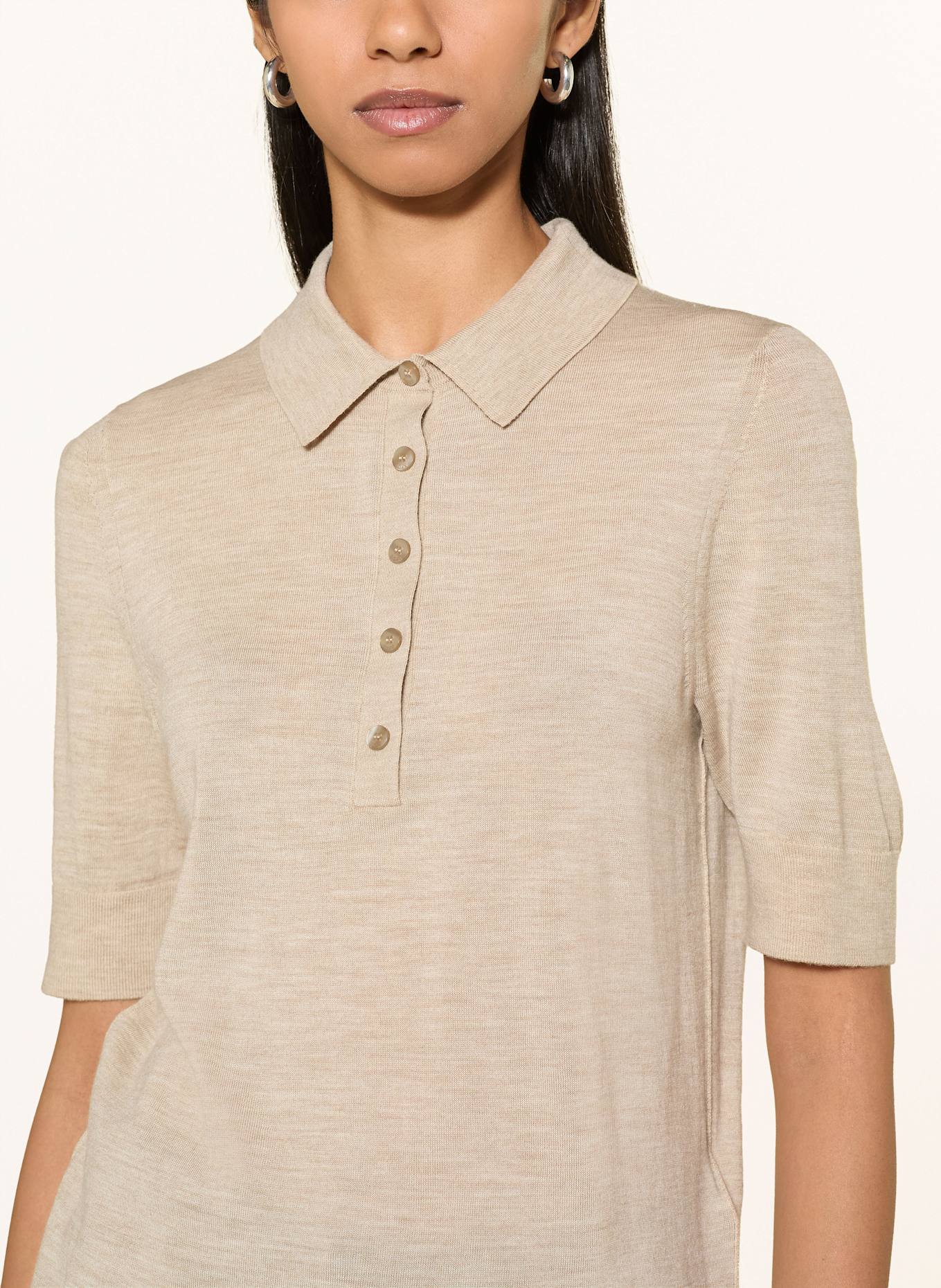 BOSS Polo FIDENKA en laine mérinos: BEIGE