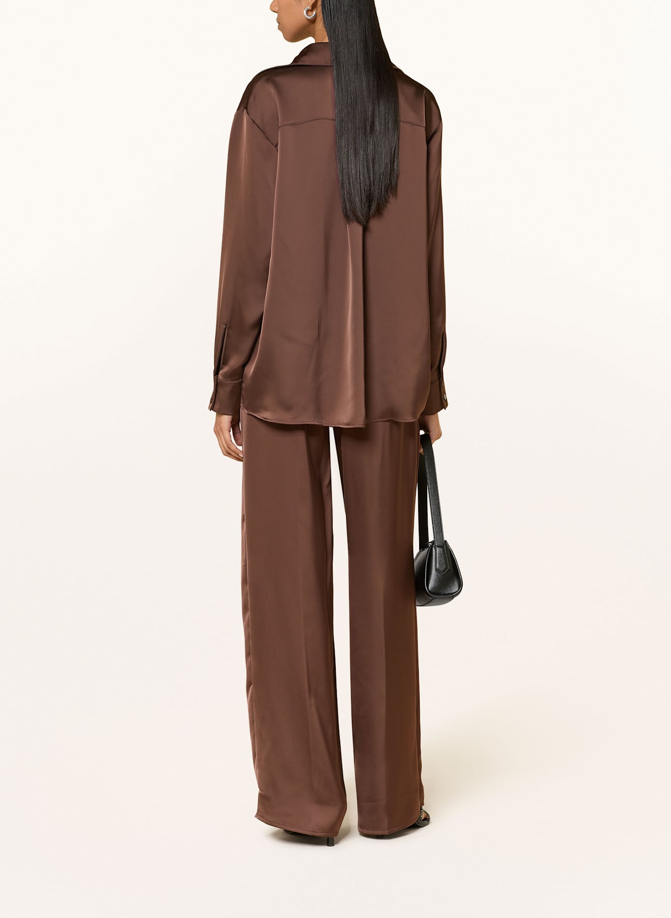 HUGO Marlenehose HASABELLA aus Satin: DUNKELBRAUN