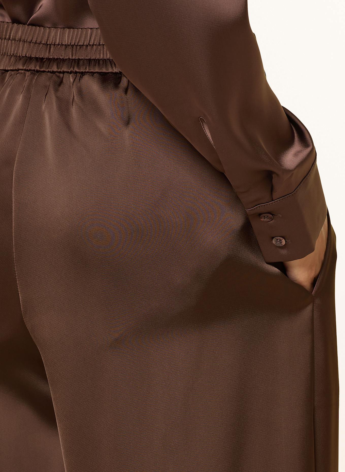HUGO Marlenehose HASABELLA aus Satin: DUNKELBRAUN