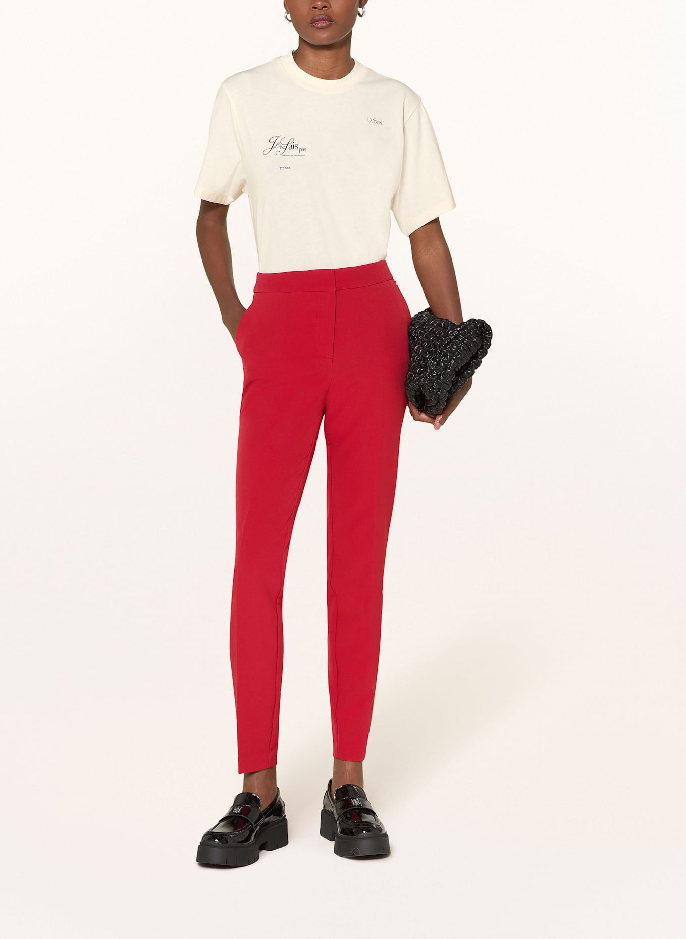 HUGO T-shirt VINTAGE TEE: ECRU / CZARNY