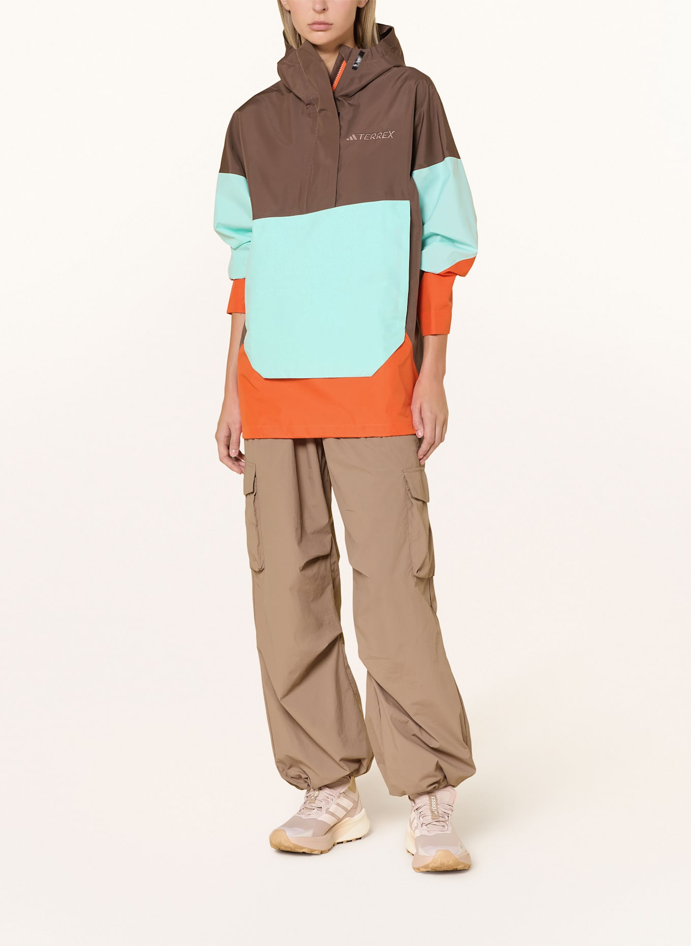 adidas TERREX Schlupfjacke TERREX XPLORIC 2.5: BRAUN / HELLBLAU / ORANGE