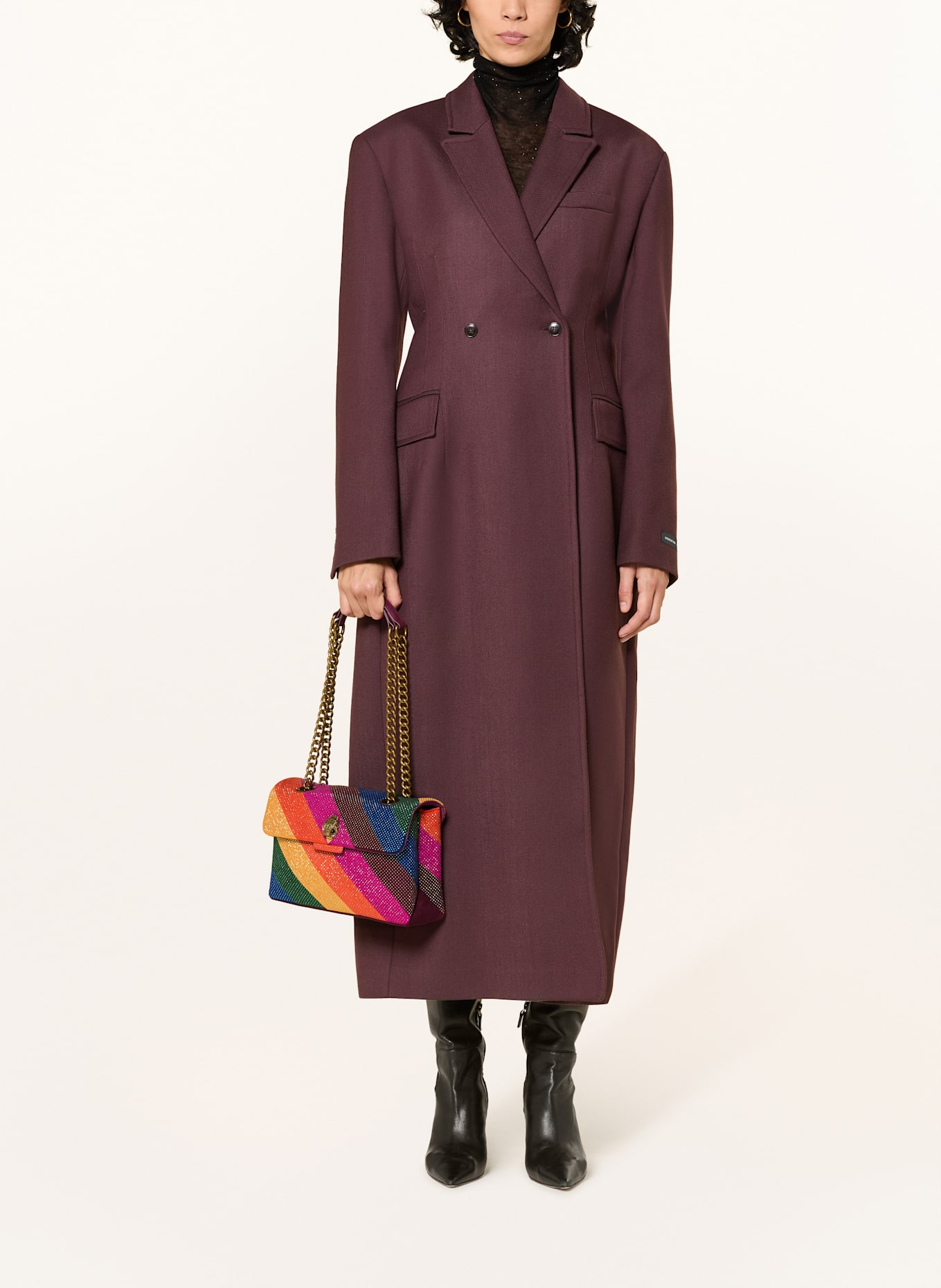 KURT GEIGER Torba na ramię KENSINGTON z ozdobnymi kamykami: MOCNORÓŻOWY / ZIELONY / POMARAŃCZOWY