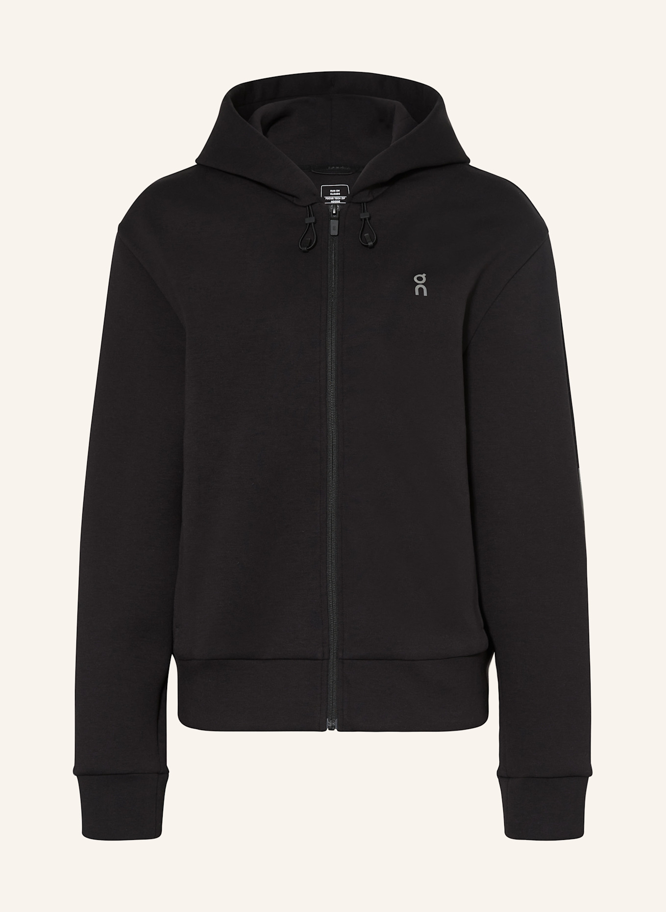 On FOCUS TECH sweat jacket: BLACK