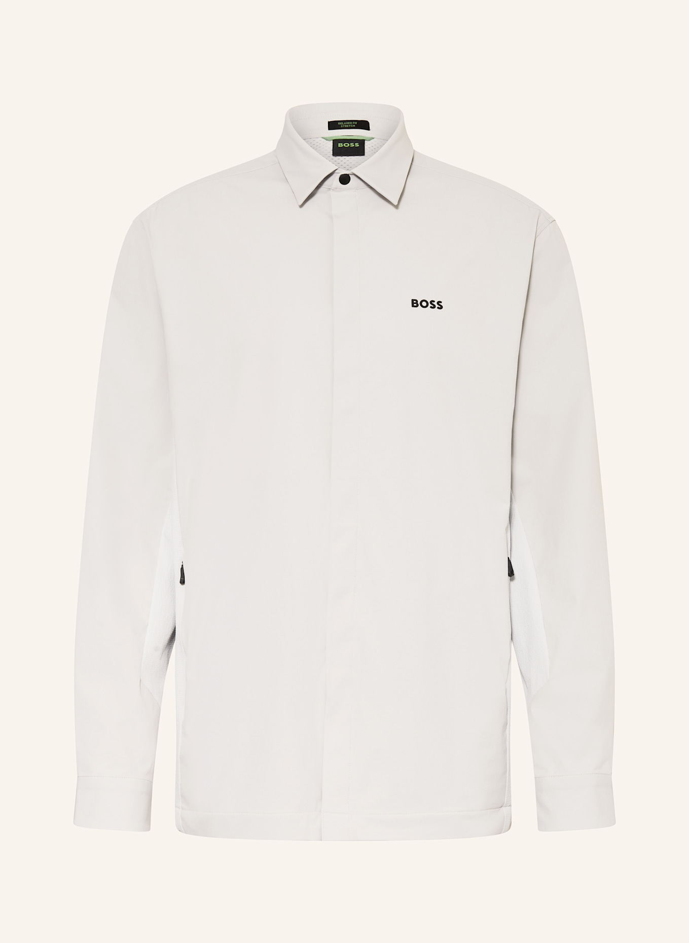 BOSS Overshirt URBAN im Materialmix: HELLGRAU
