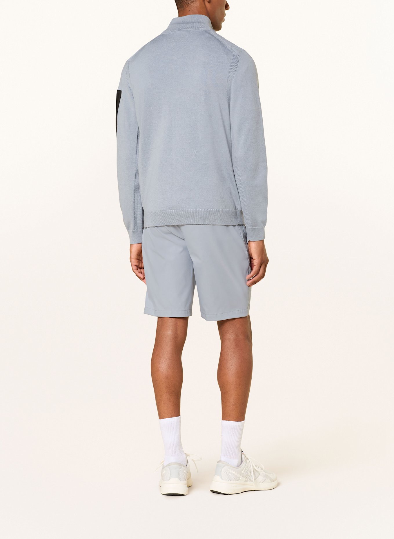 BOSS MOMENTUM cardigan in a material mix with merino wool: GRAY