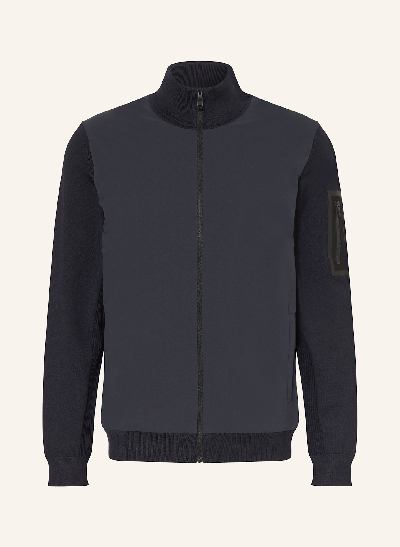 BOSS MOMENTUM cardigan in a material mix with merino wool: DARK BLUE