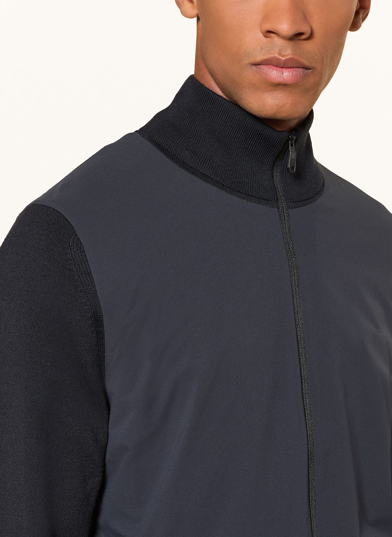 BOSS MOMENTUM cardigan in a material mix with merino wool: DARK BLUE