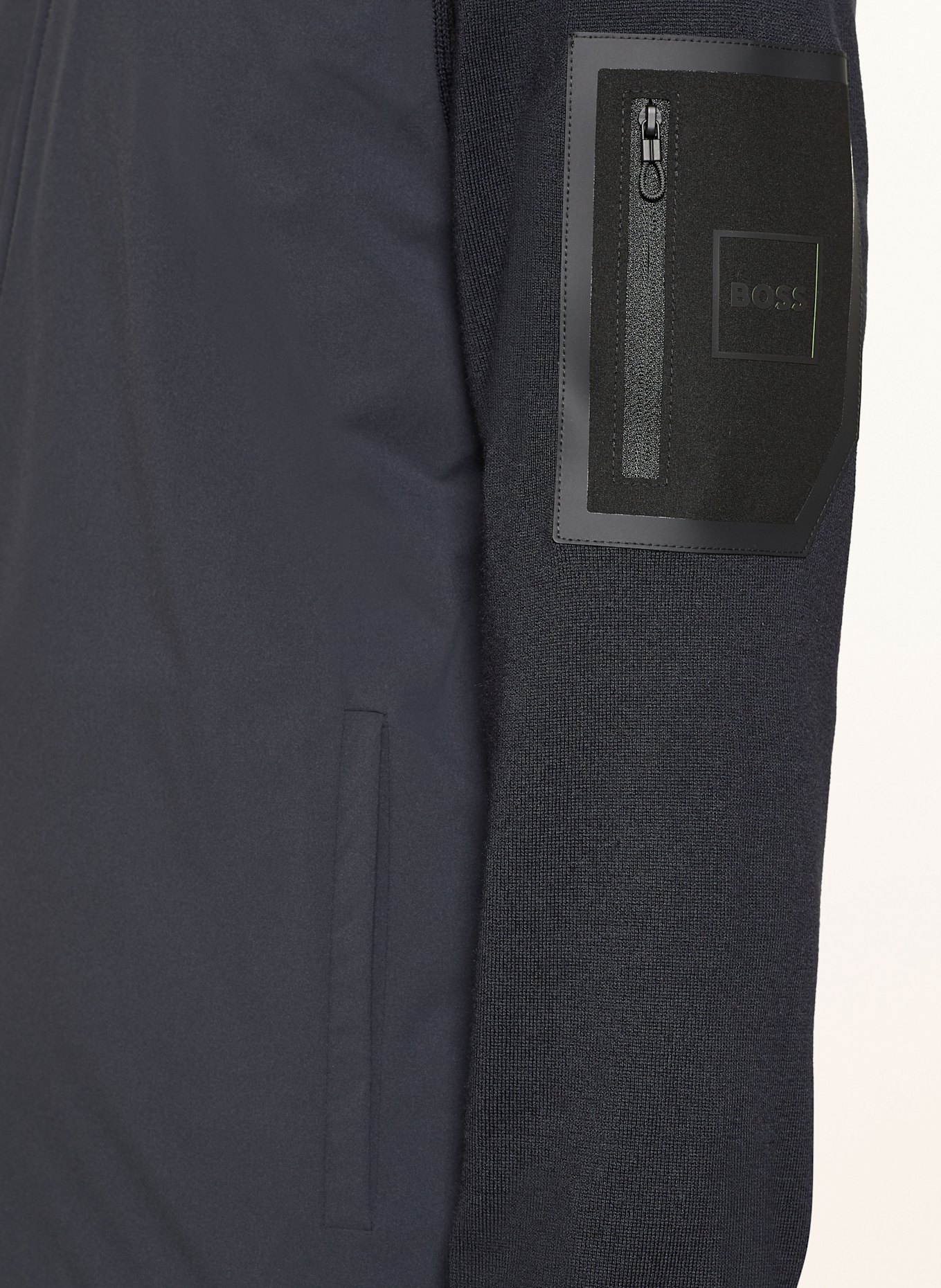 BOSS MOMENTUM cardigan in a material mix with merino wool: DARK BLUE