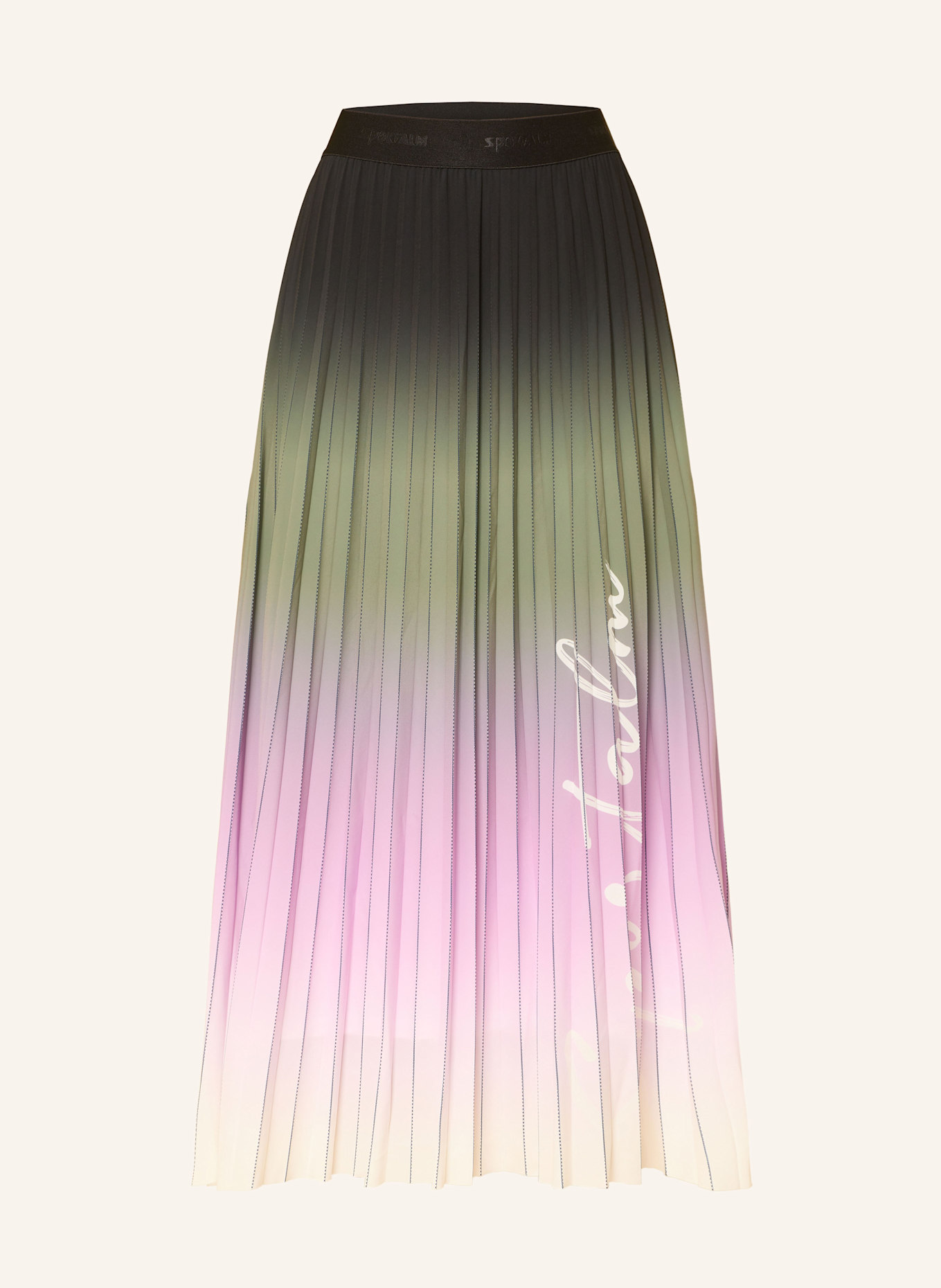 SPORTALM Plisseerock aus Satin: SCHWARZ / OLIV / ROSA