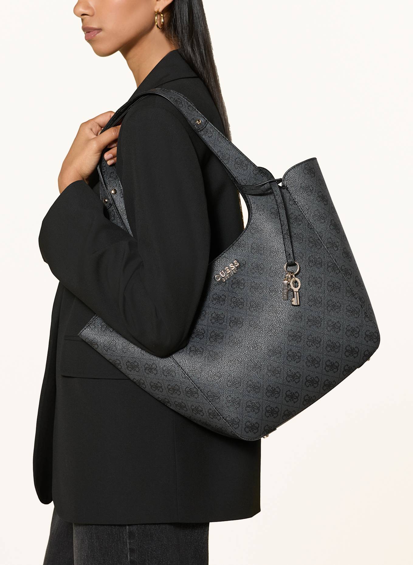 GUESS CALISTA shopper with pouch in dark gray