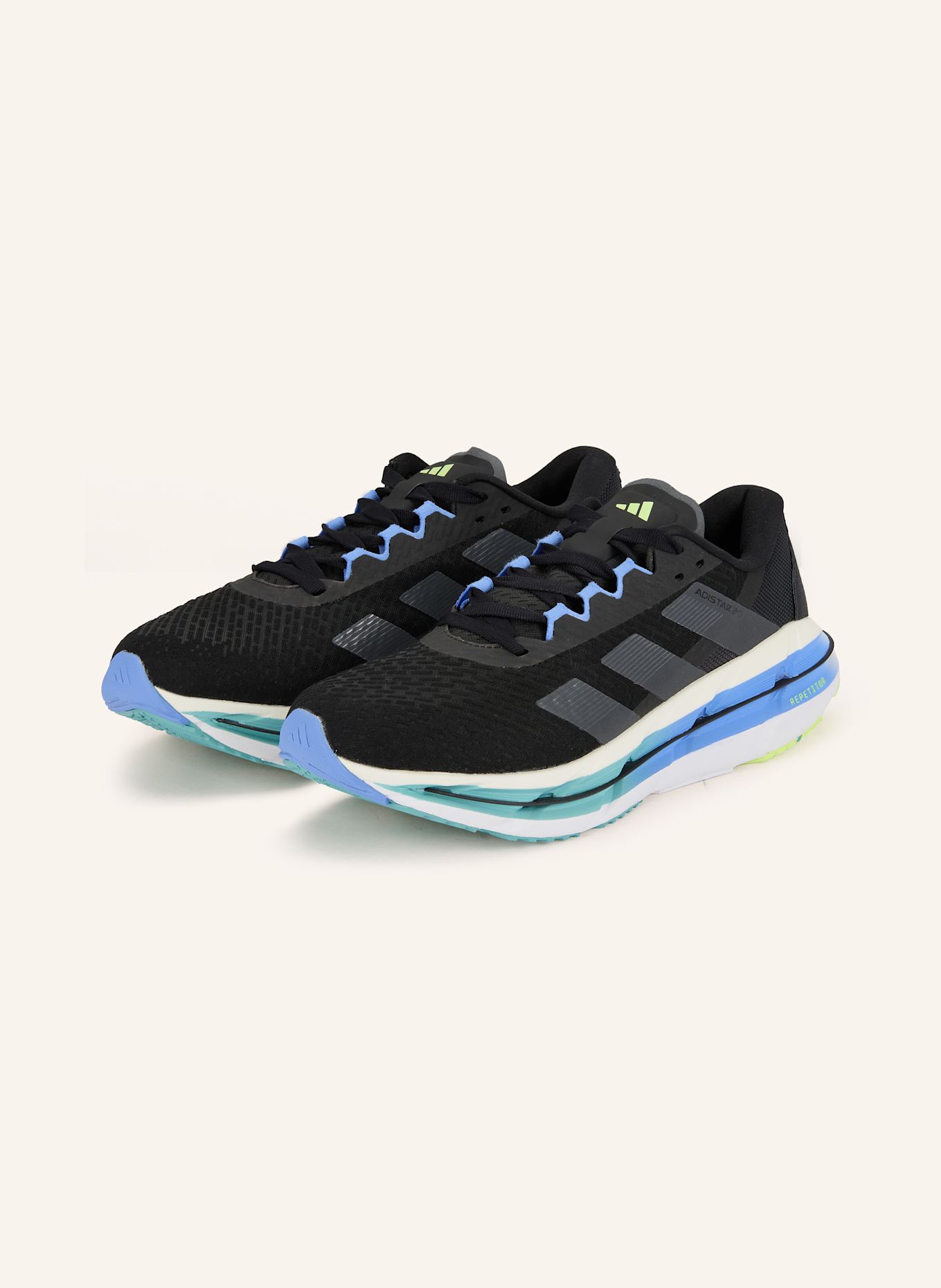 adidas Laufschuhe ADISTAR BYD: SCHWARZ / ECRU / TÜRKIS