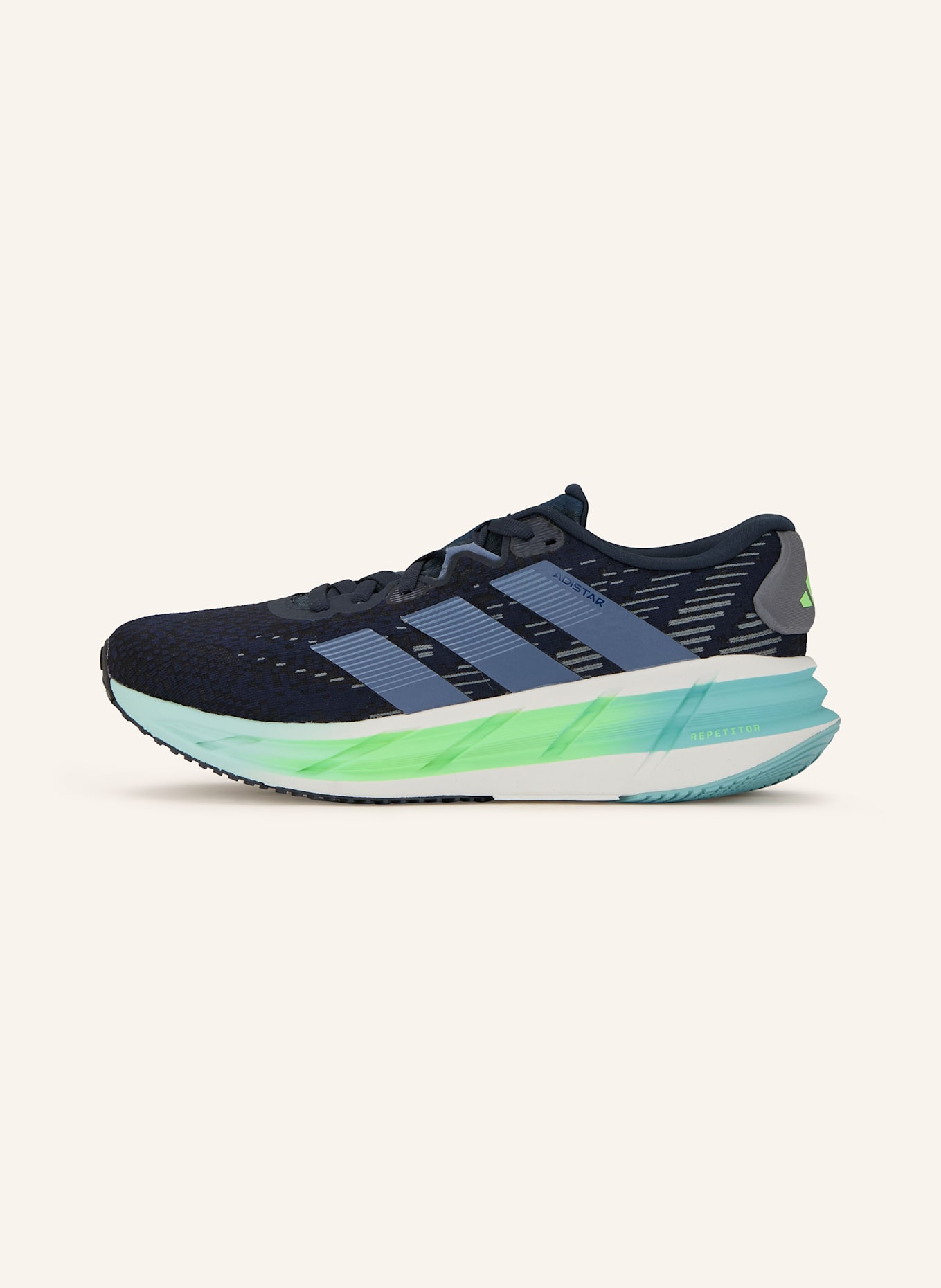 adidas Laufschuhe ADISTAR 4: SCHWARZ / DUNKELBLAU / TÜRKIS
