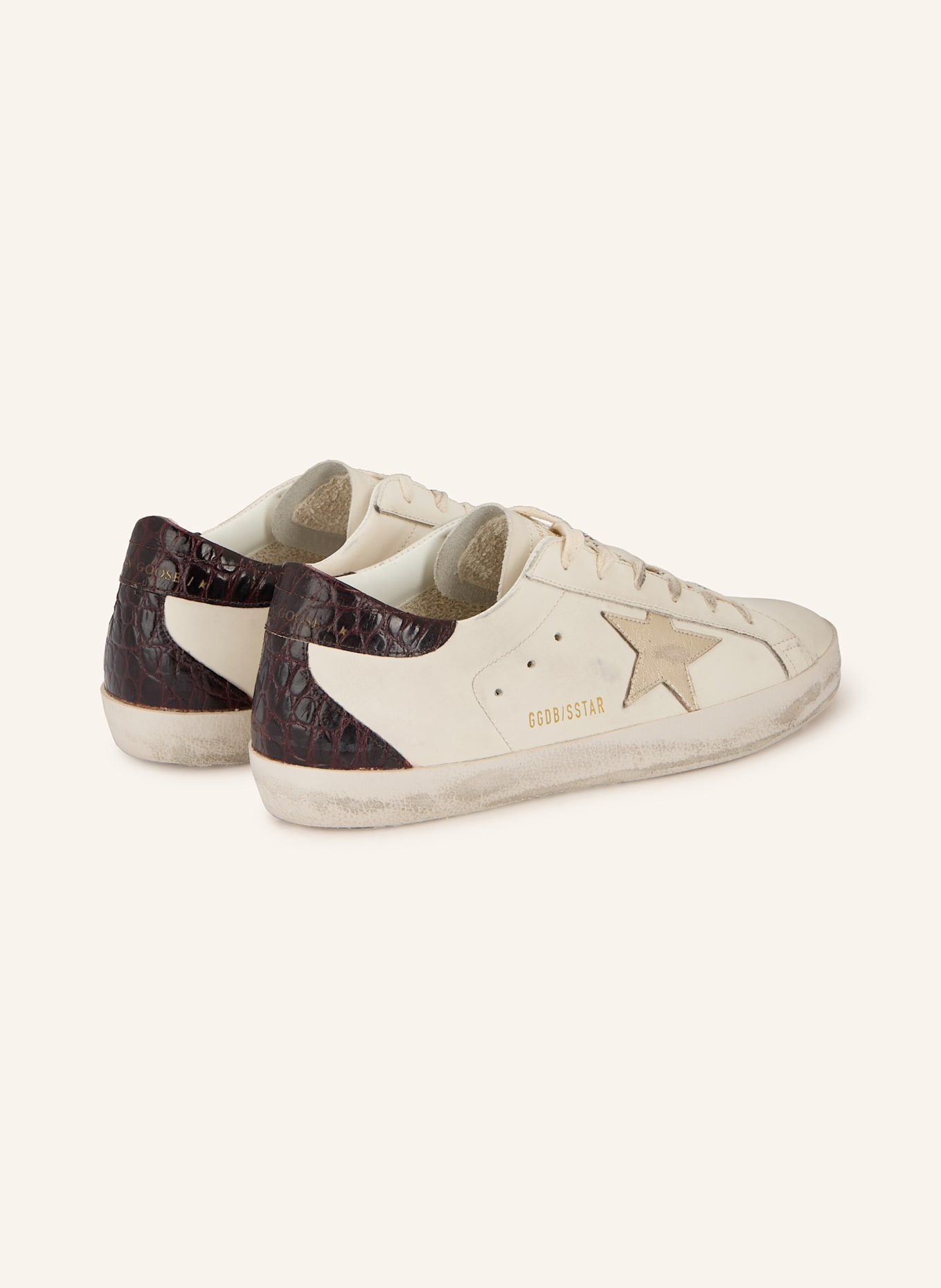 GOLDEN GOOSE Sneaker SUPER-STAR: WEISS / DUNKELROT / SILBER