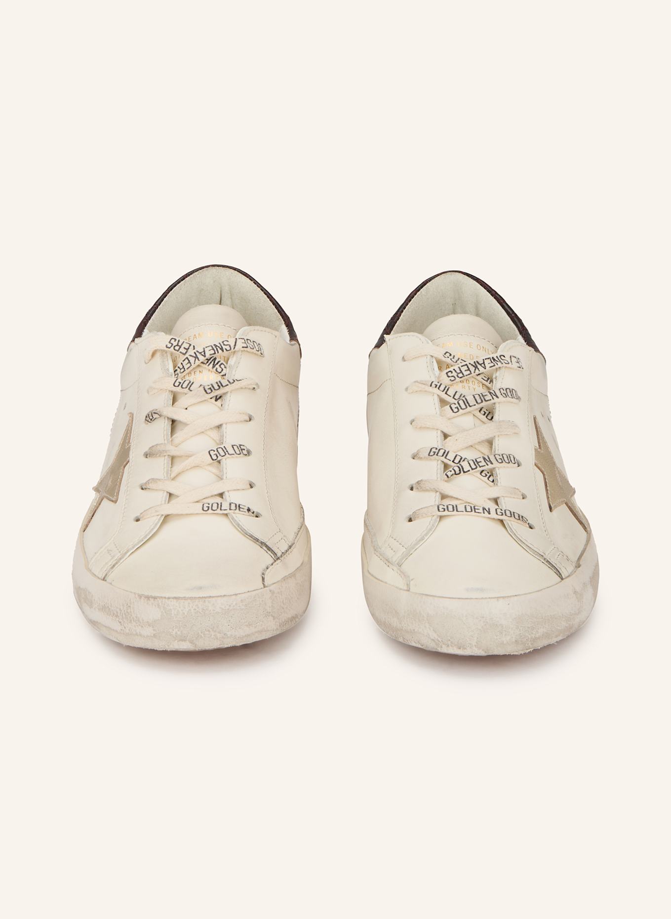 GOLDEN GOOSE Sneaker SUPER-STAR: WEISS / DUNKELROT / SILBER