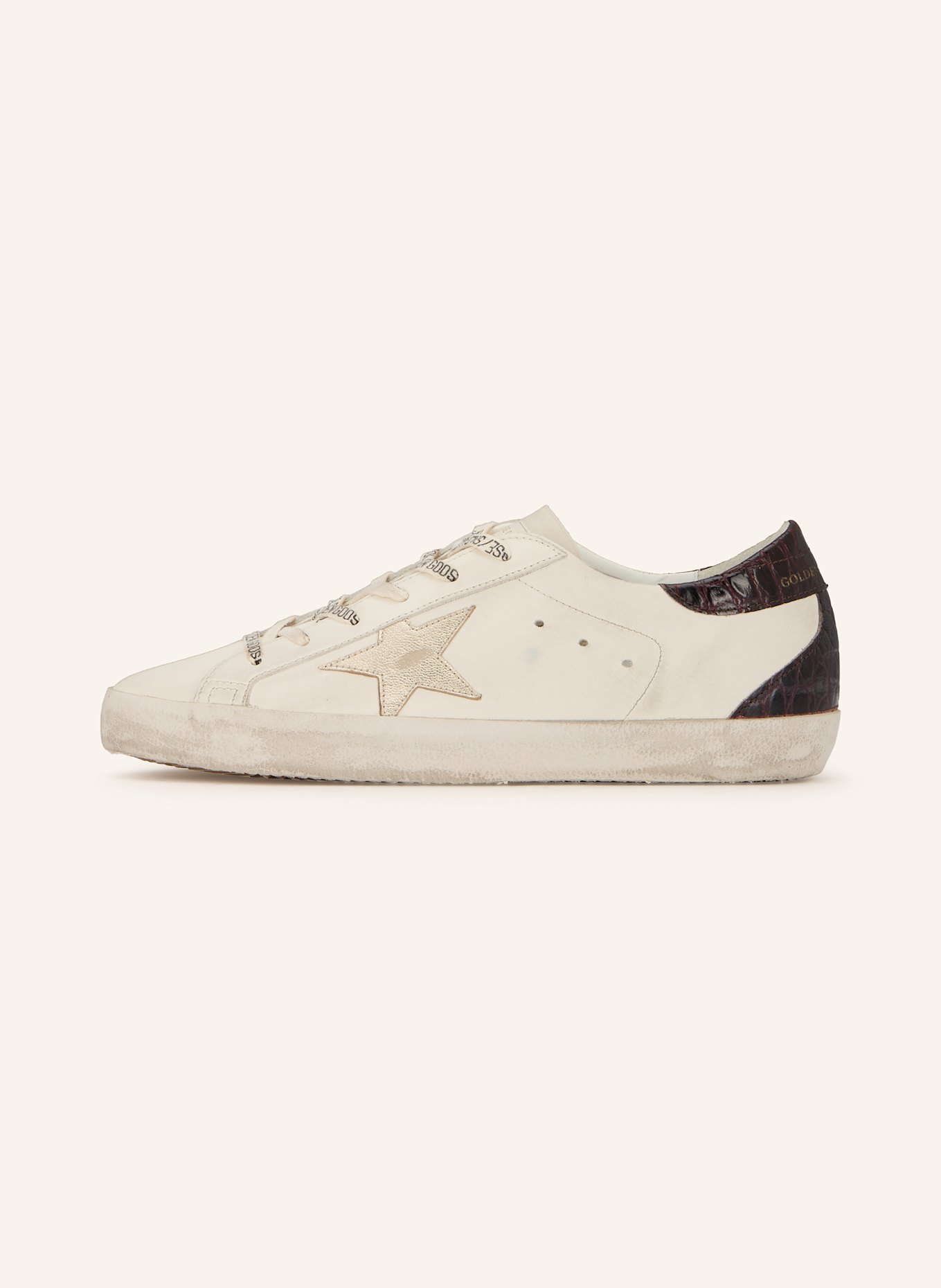 GOLDEN GOOSE Sneaker SUPER-STAR: WEISS / DUNKELROT / SILBER