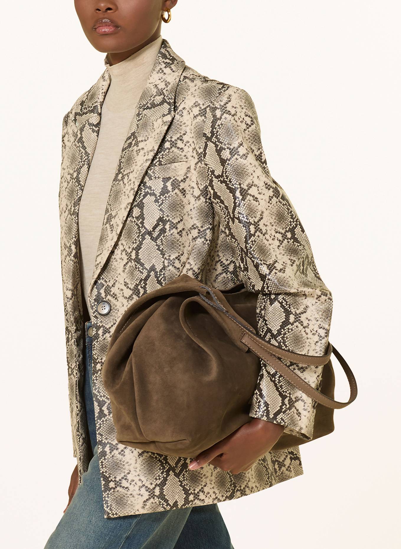 GIANNI CHIARINI Hobo-Bag DUA XL mit Pouch: KHAKI