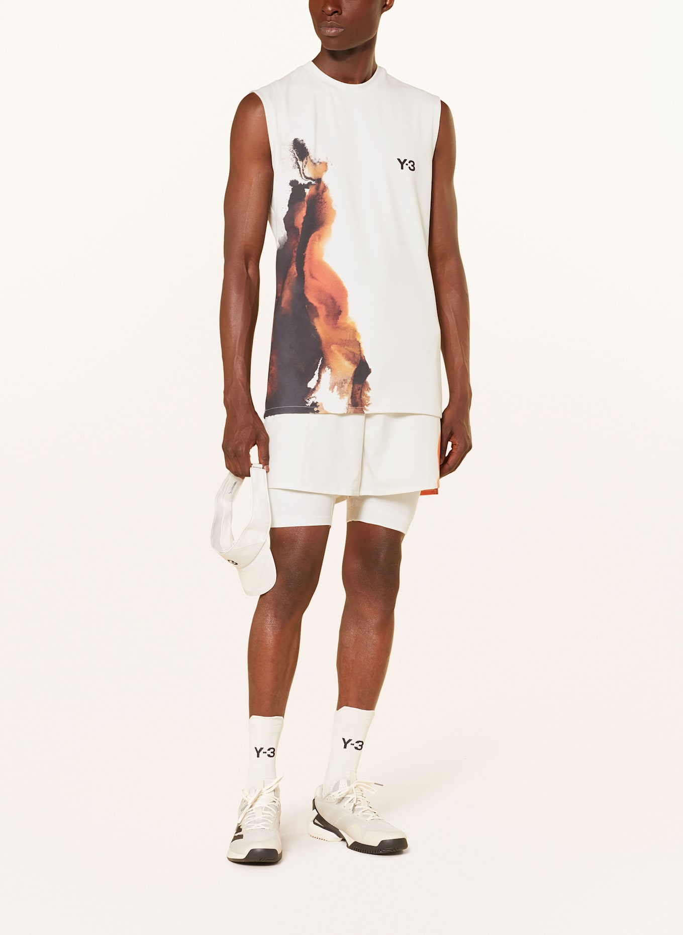 Y-3 Tanktop Y-3 TENNIS PRO: CREME / ORANGE / DUNKELBRAUN