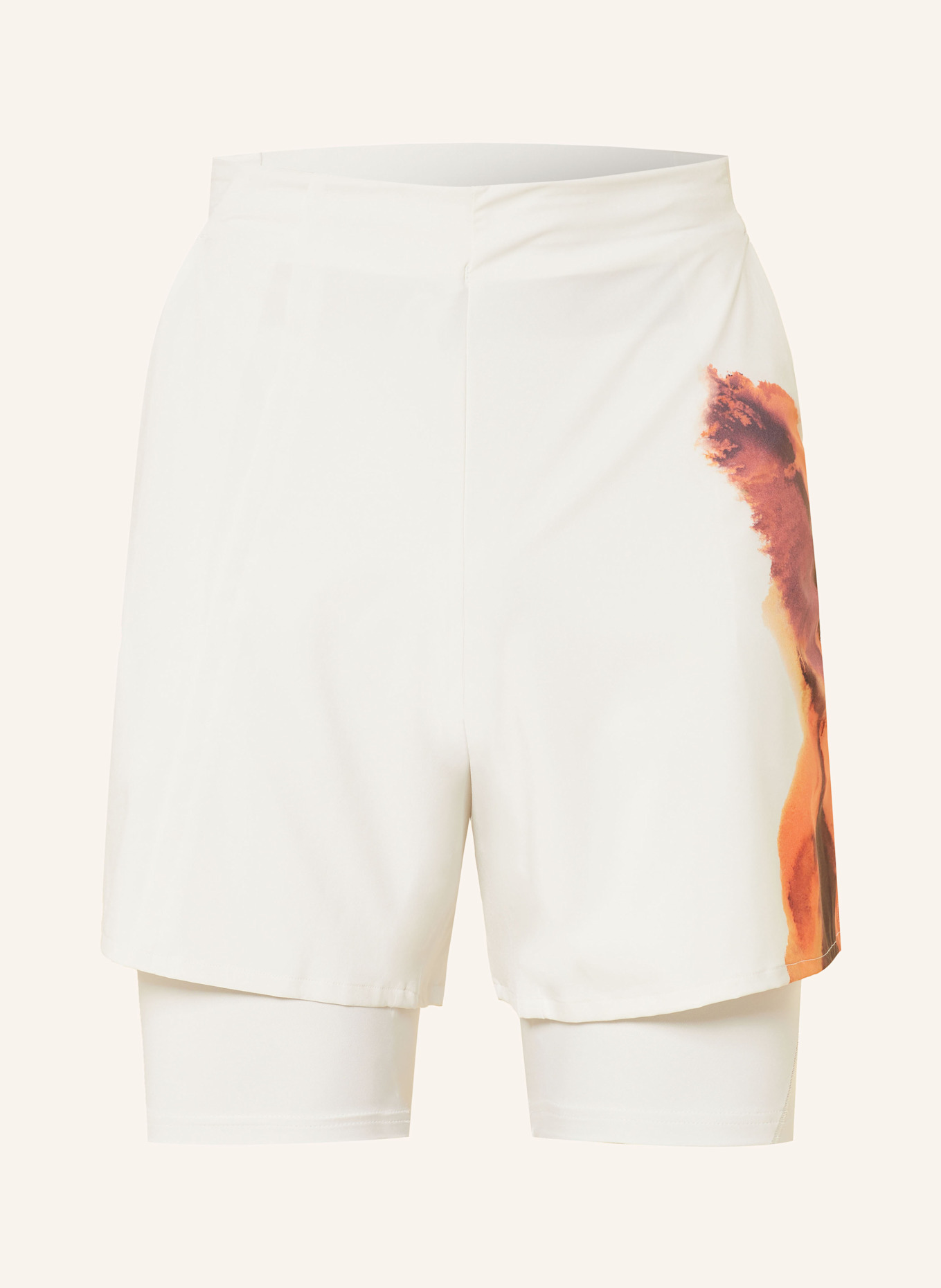 Y-3 2-in-1-Tennisshorts: CREME / ORANGE / DUNKELBRAUN