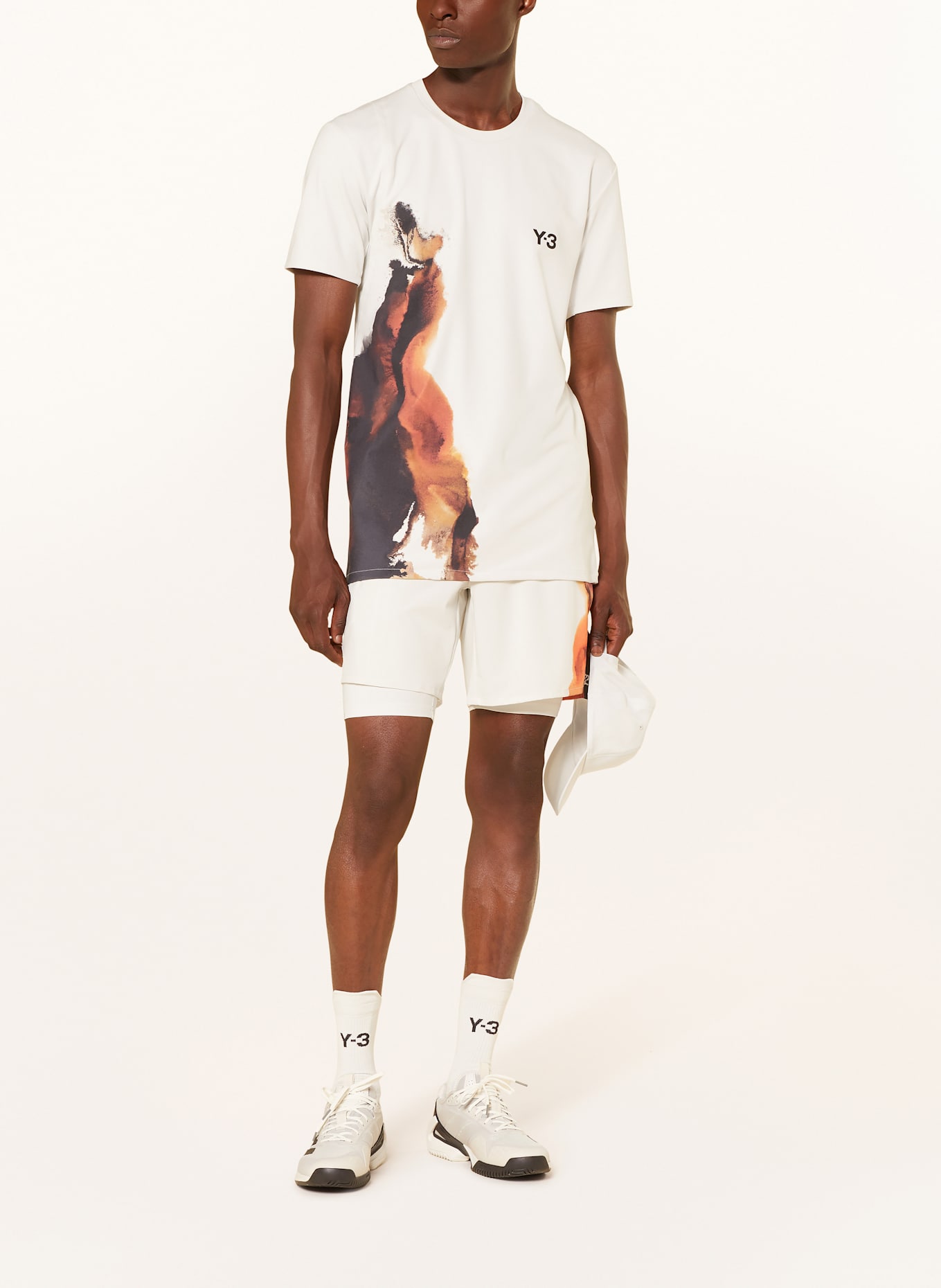 Y-3 T-Shirt Y-3 FREELIFT TEE: CREME / ORANGE / DUNKELBRAUN