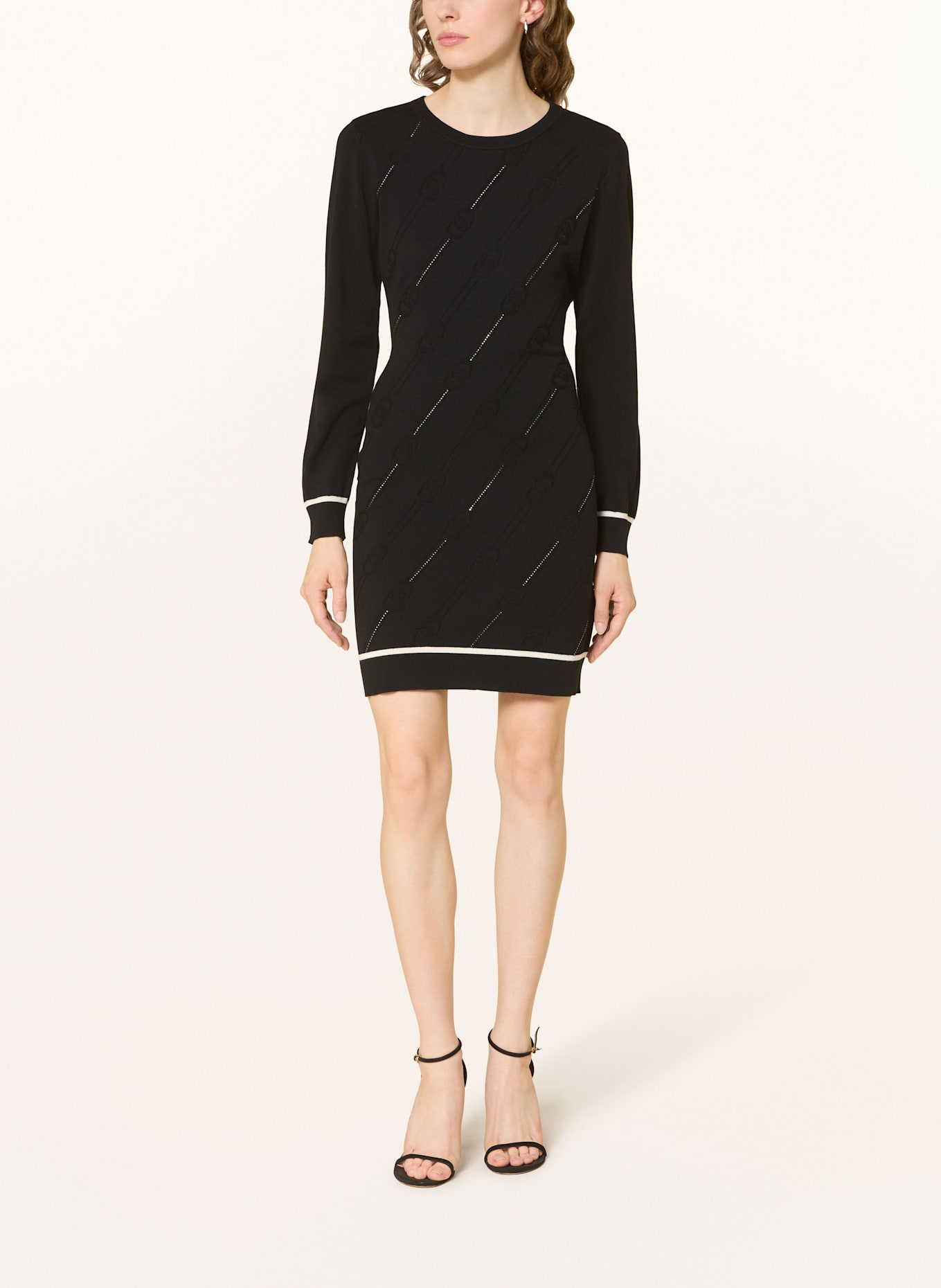 LIU JO Strickkleid mit Schmucksteinen: SCHWARZ